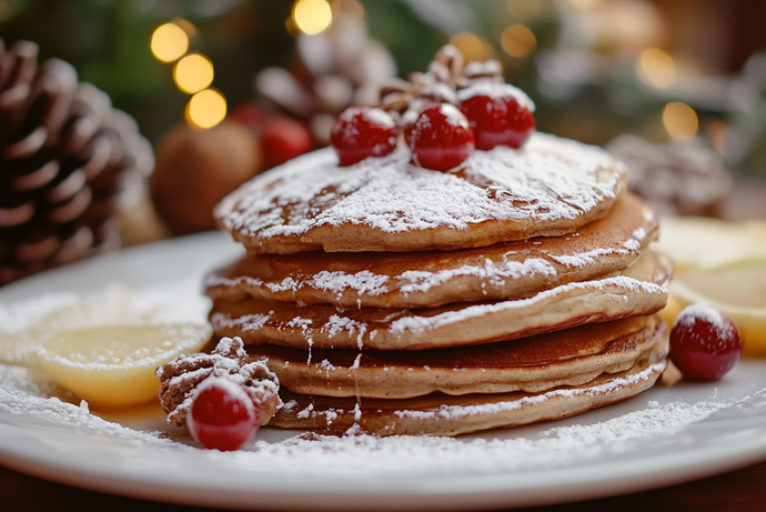 Fluffy Gingerbread Pancakes with Maple Syrup