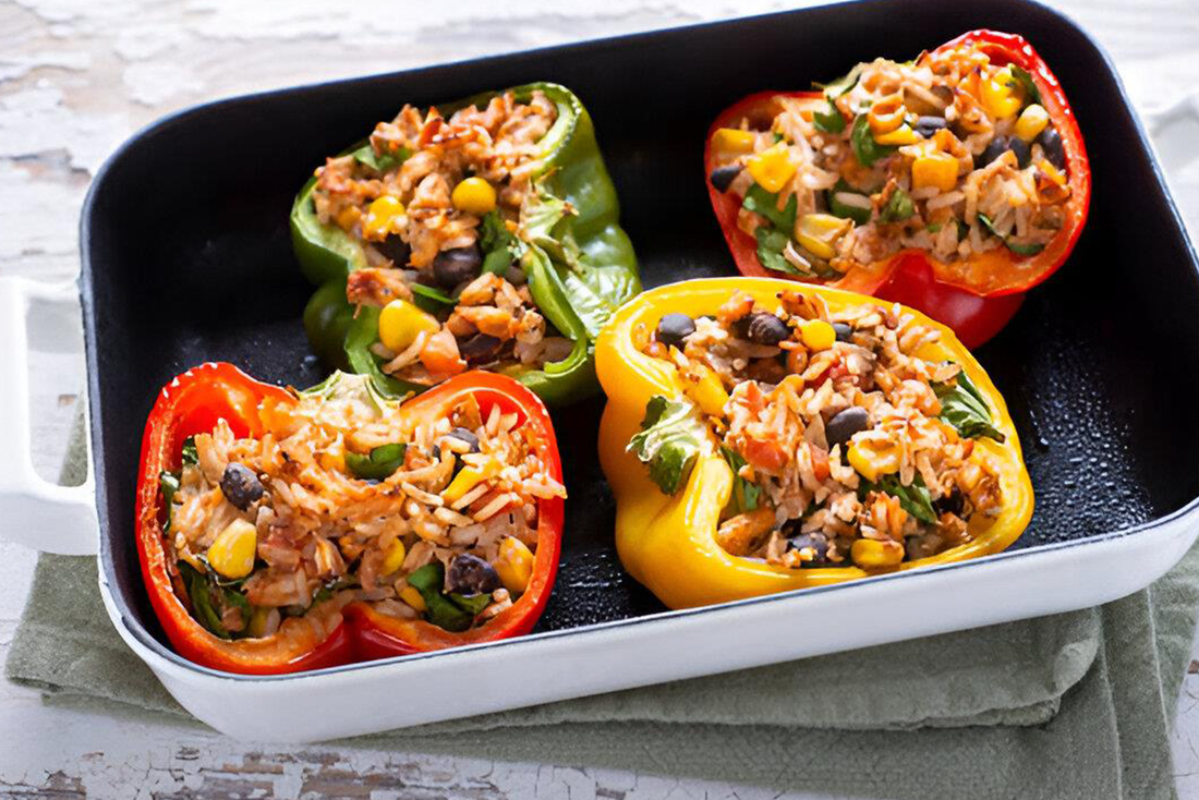 Stuffed Bell Peppers with Rice and Black Beans
