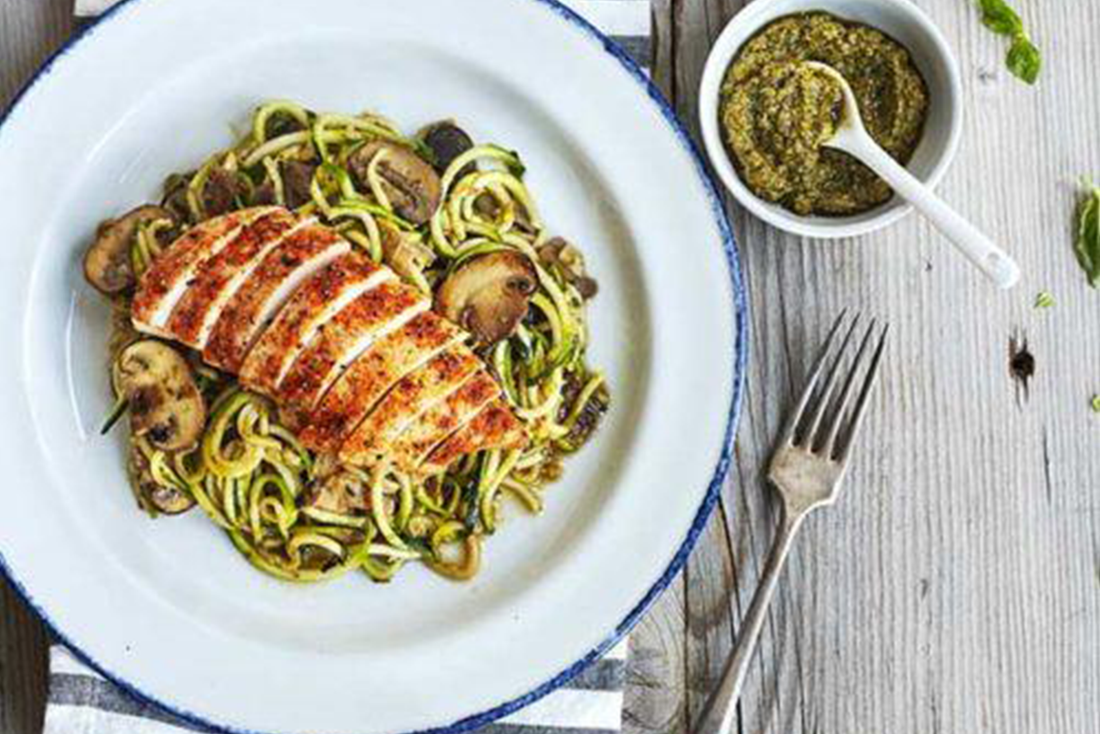Zucchini Noodles with Basil Pesto