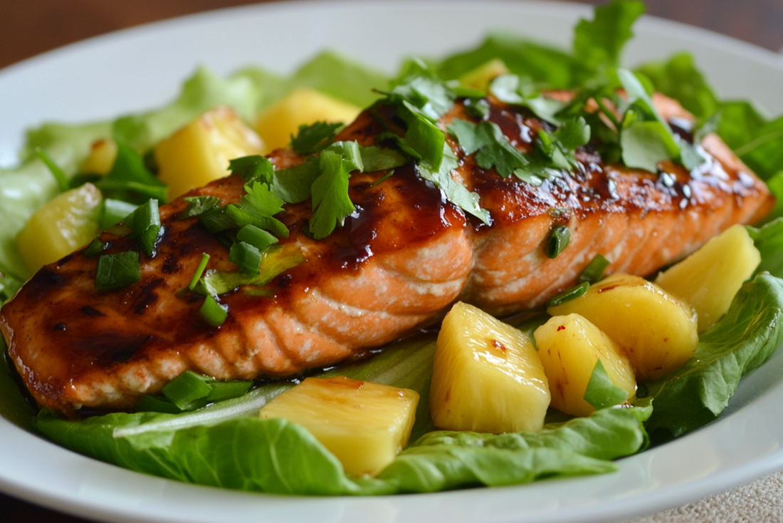 Pineapple Teriyaki Salmon Lettuce Wraps