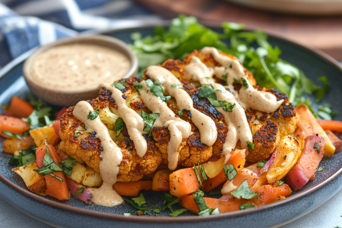 Spiced Cauliflower Steak with Tahini Drizzle