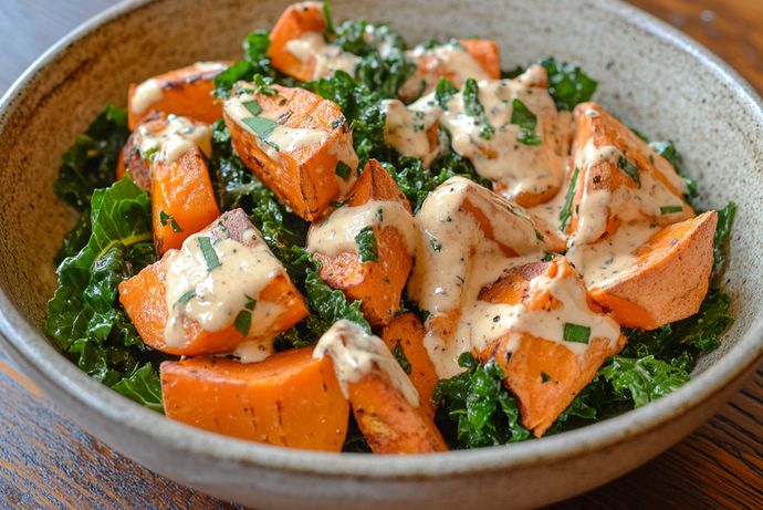 Sweet Potato and Kale Salad with Tahini Dressing