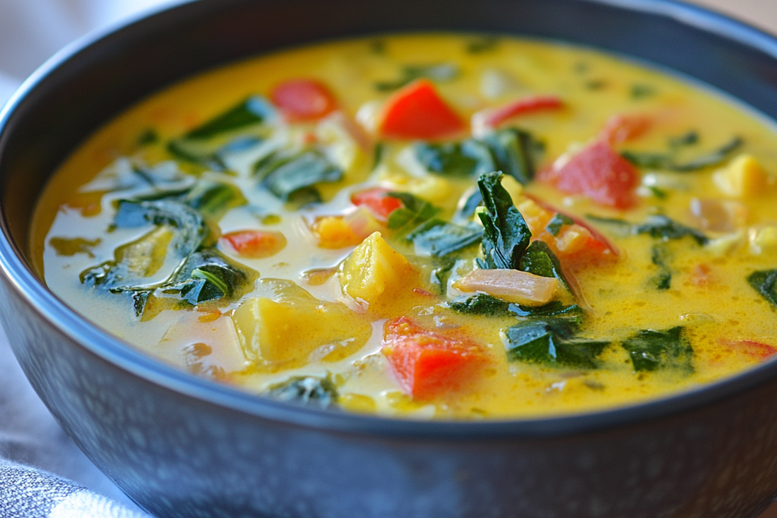 Vegetable Noodle Soup with Turmeric-Ginger Coconut Broth