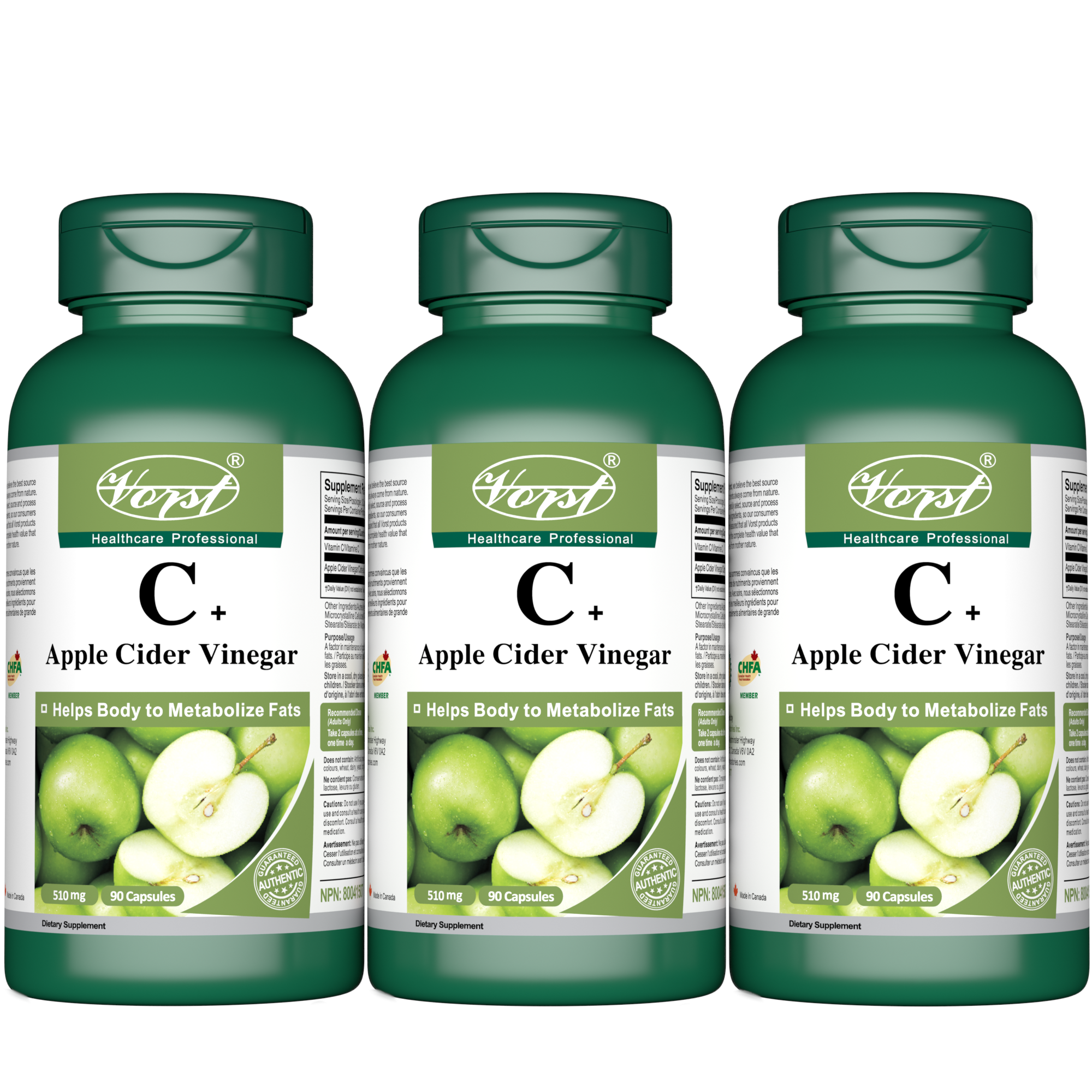 C+ Apple Cider Vinegar 510mg 90 Capsules