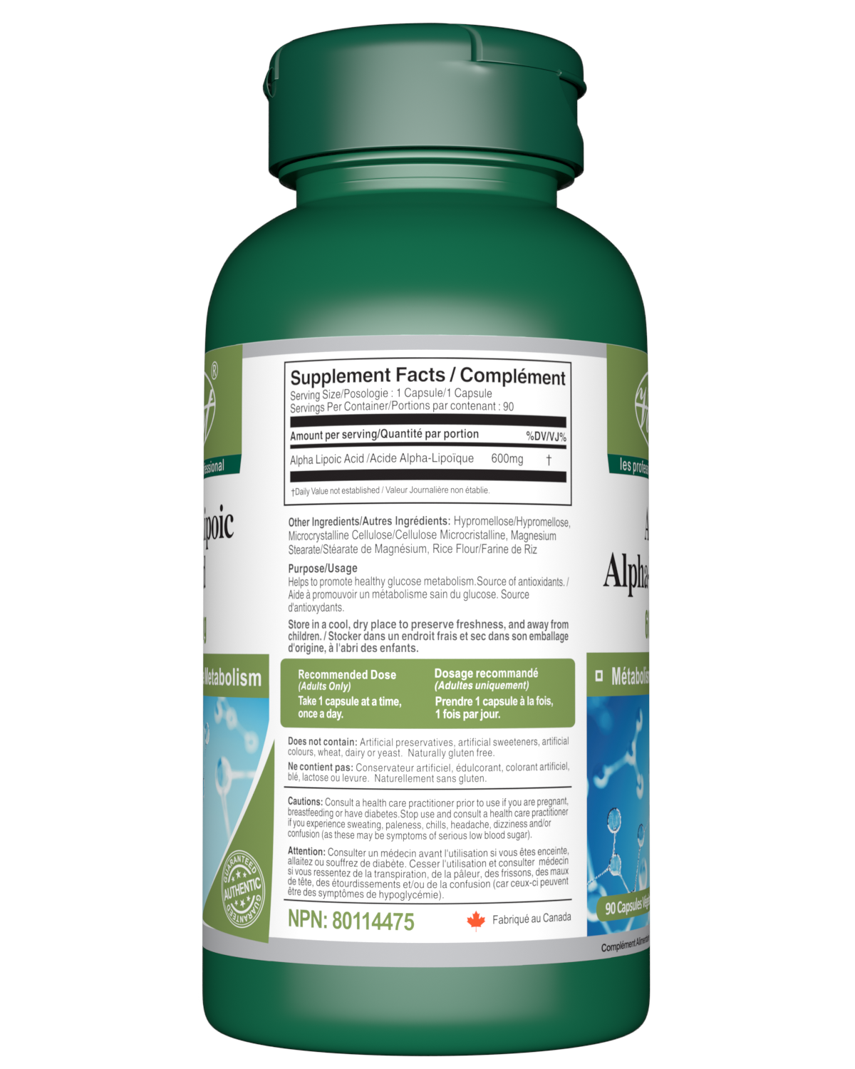 Alpha Lipoic Acid (ALA) 600mg 90 Vegan Capsules