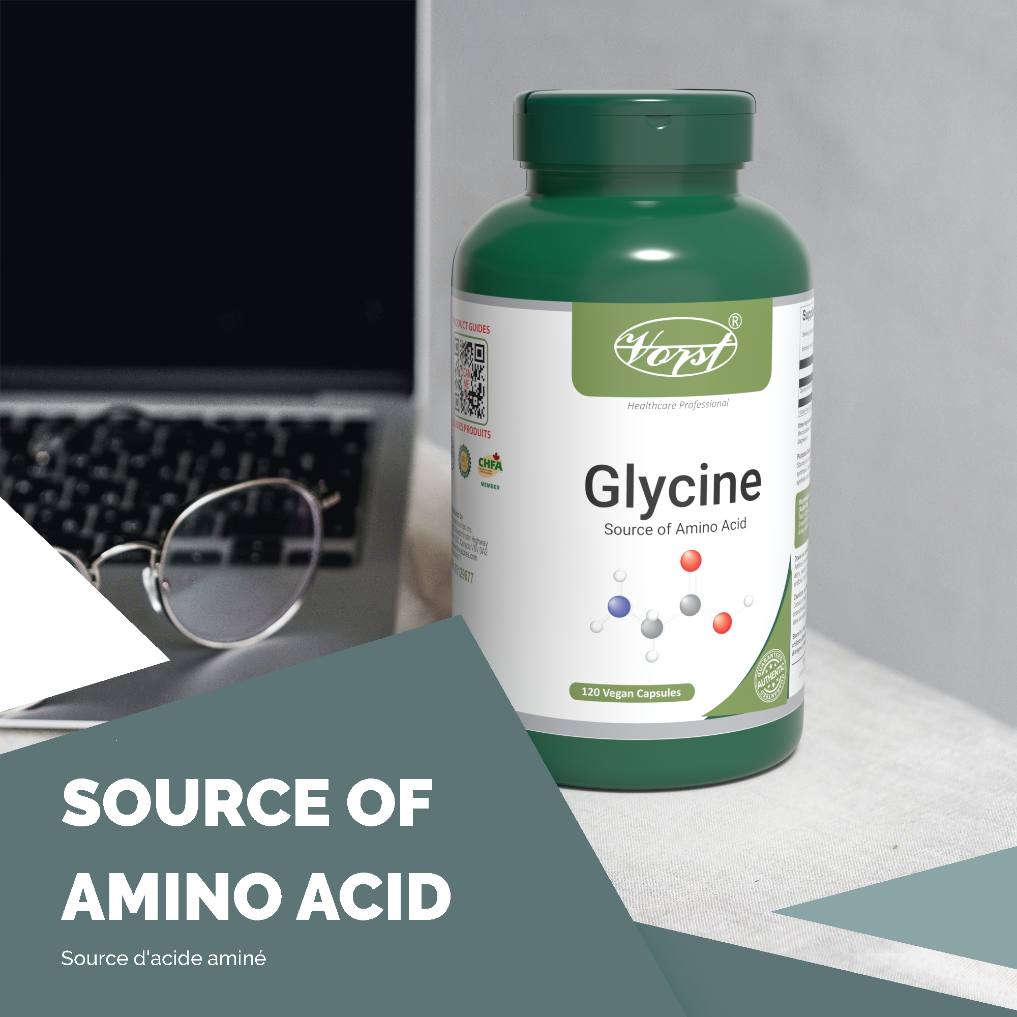 Glycine 120 Vegan Capsules Source of amino acid
