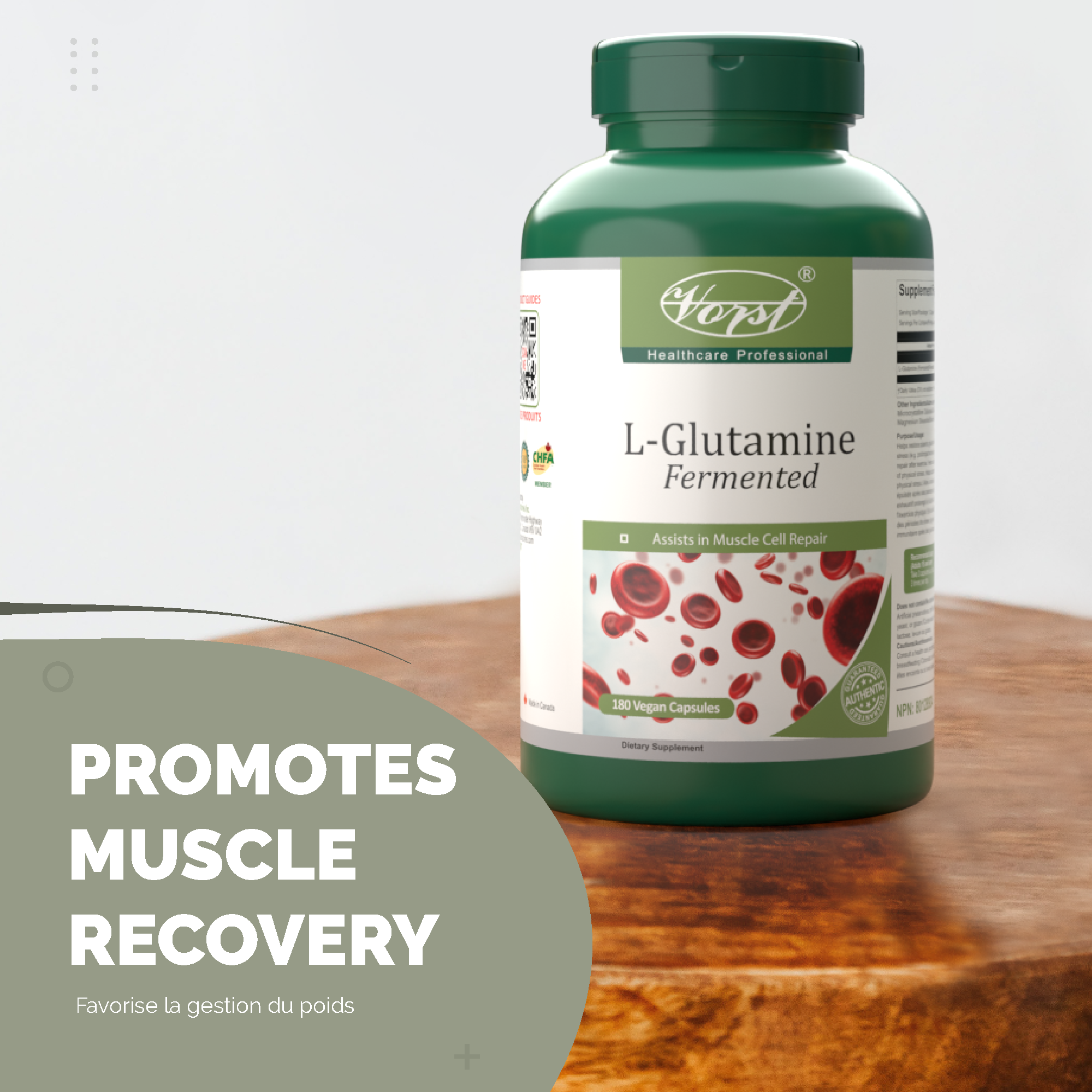 L-Glutamine Fermented 180 Vegan Capsules Promotes Muscle Recovery