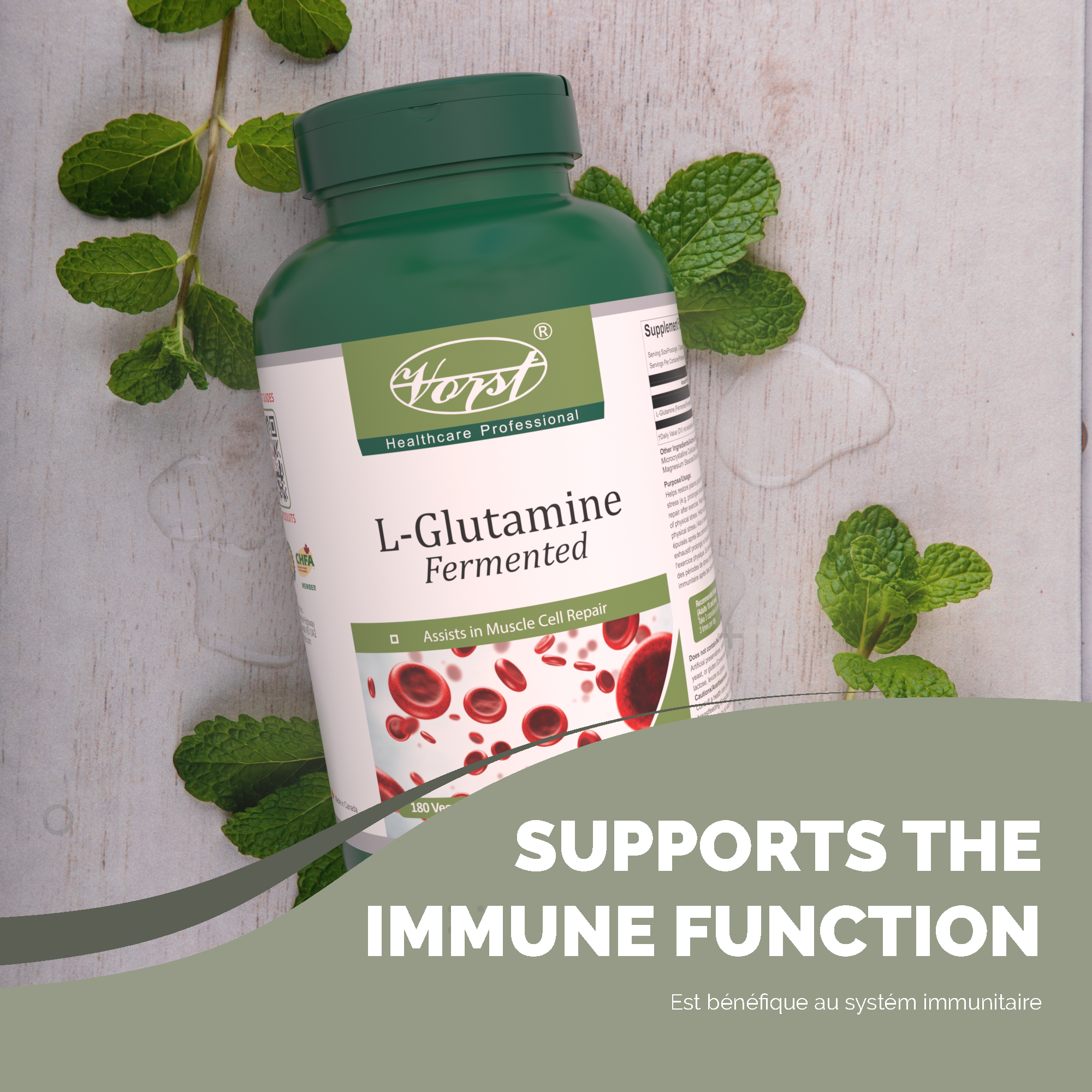 L-Glutamine Fermented 180 Vegan Capsules Supports the Immune Function