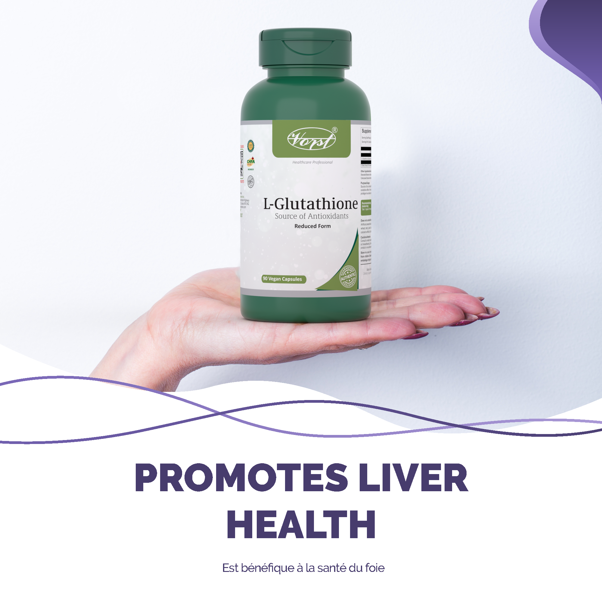 L-Glutathione 550mg 90 Vegan Capsules