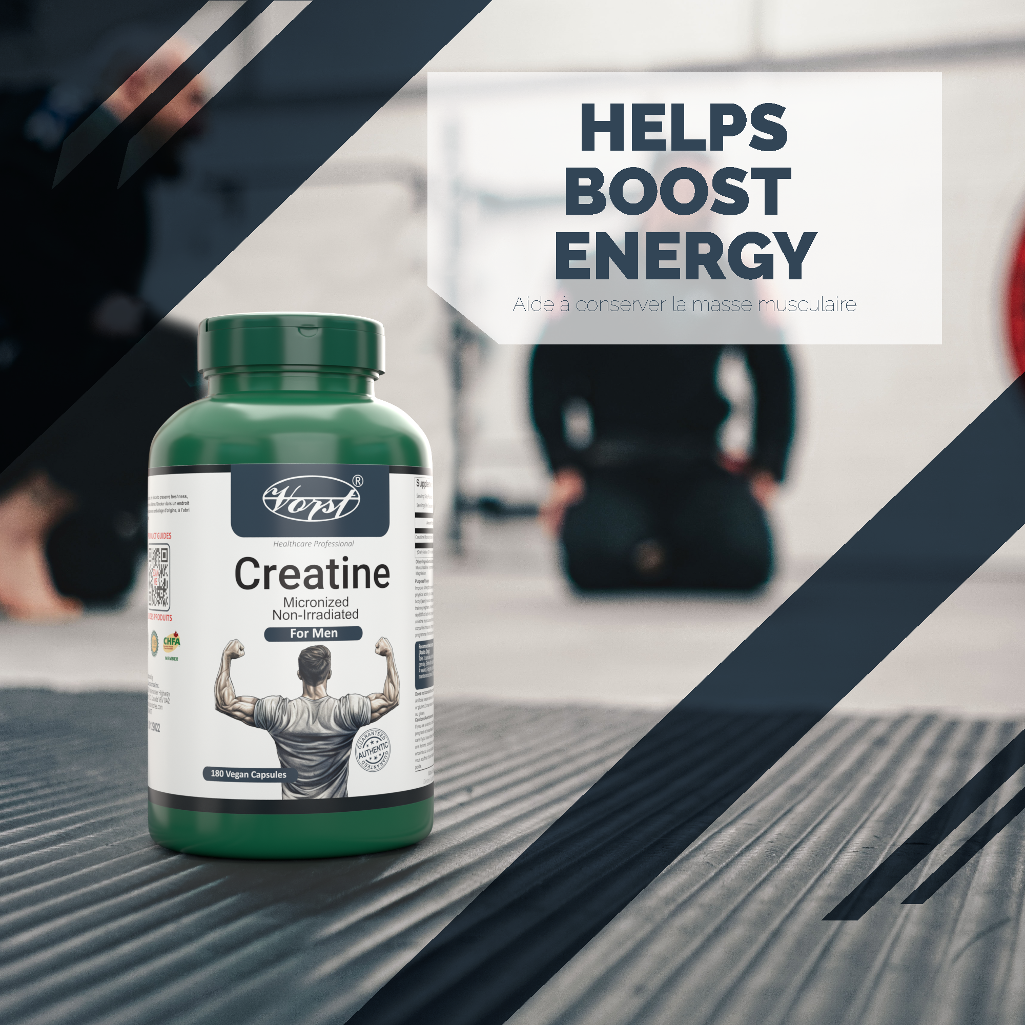 Creatine for Men 180 Vegan Capsules Helps Boost Energy