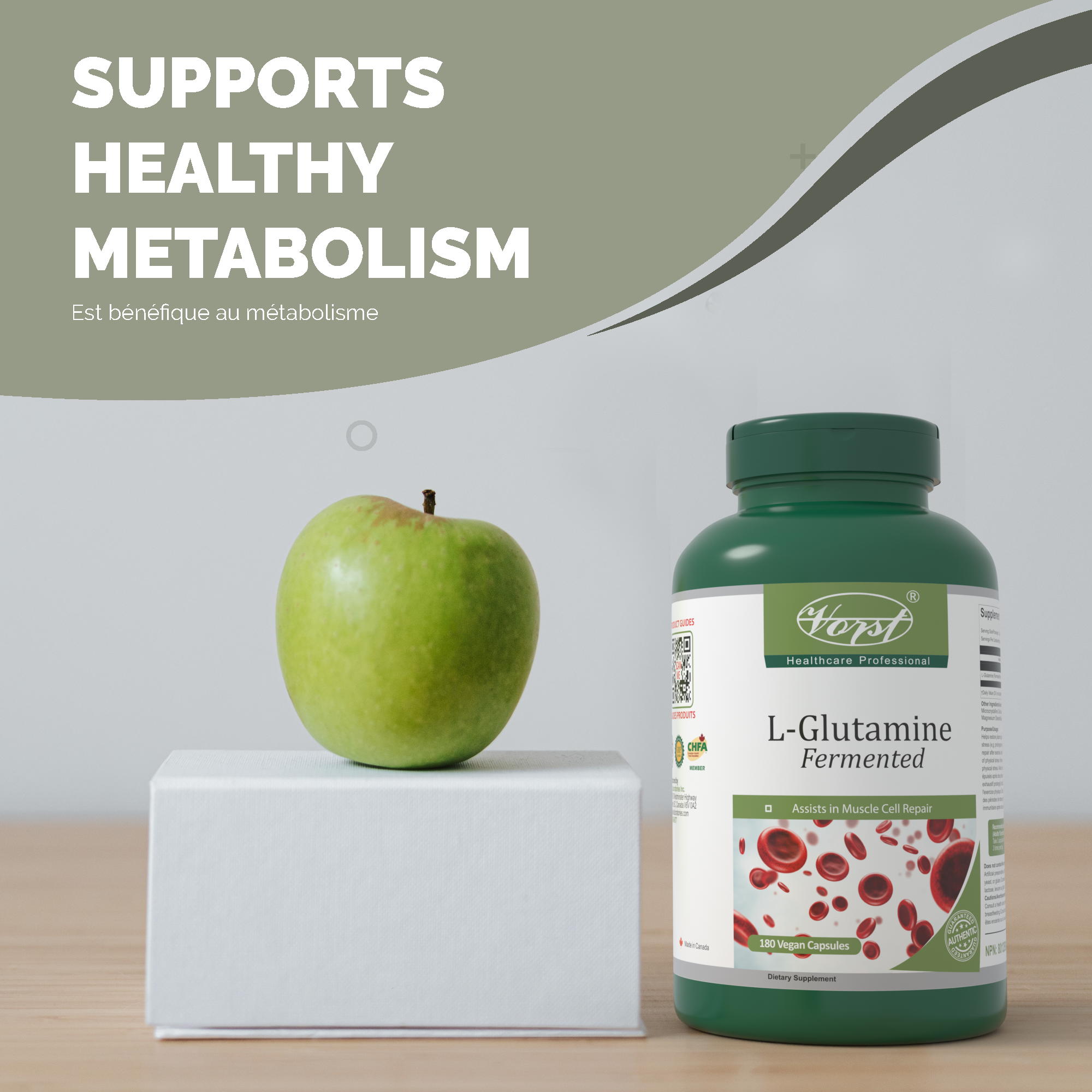 L-Glutamine Fermented 180 Vegan Capsules Supports Healthy Metabolism