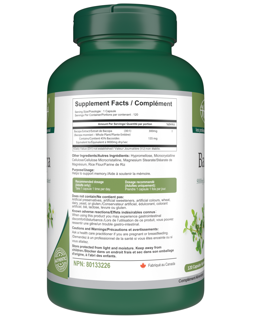 Bacopa Monnieri 120 Vegan Capsules