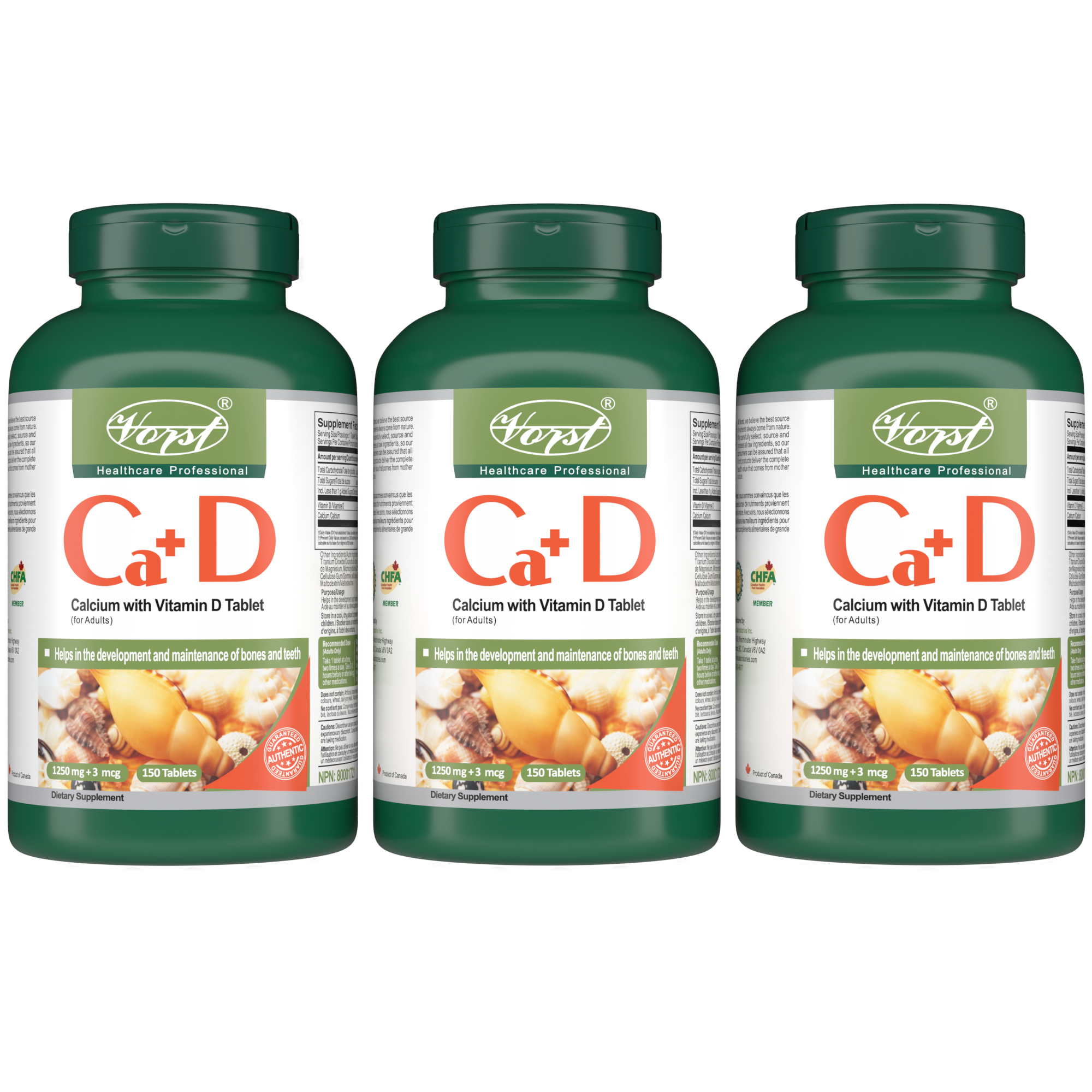 Calcium with Vitamin D 1250mg + 3mcg 150 Tablets