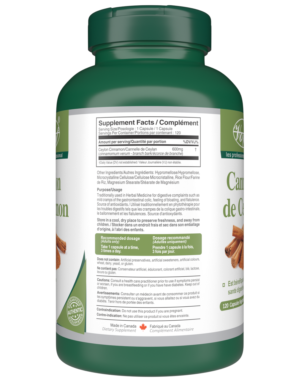Ceylon Cinnamon | 120 Vegan Capsules | Supports digestive health