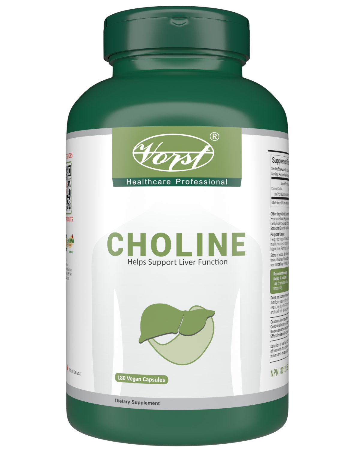 Choline 410mg Per Serving 180 Vegan Capsules