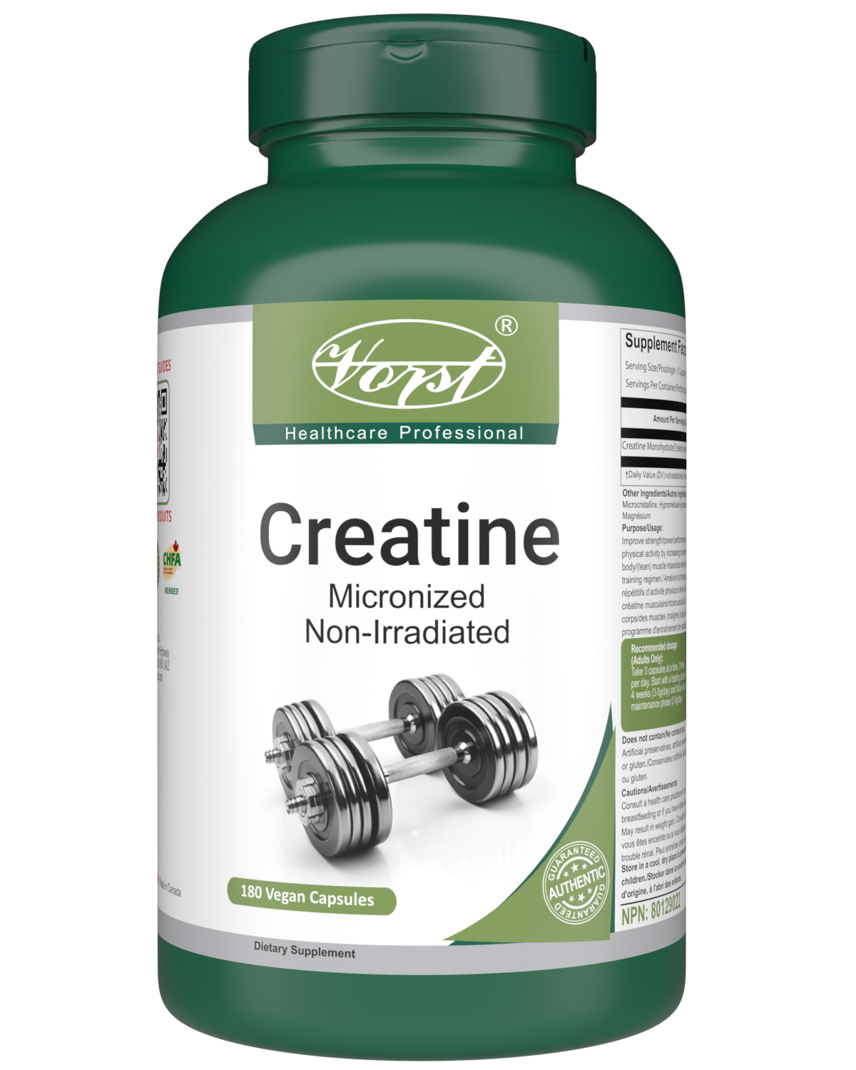 Creatine 1800mg Per Serving 180 Vegan Capsules