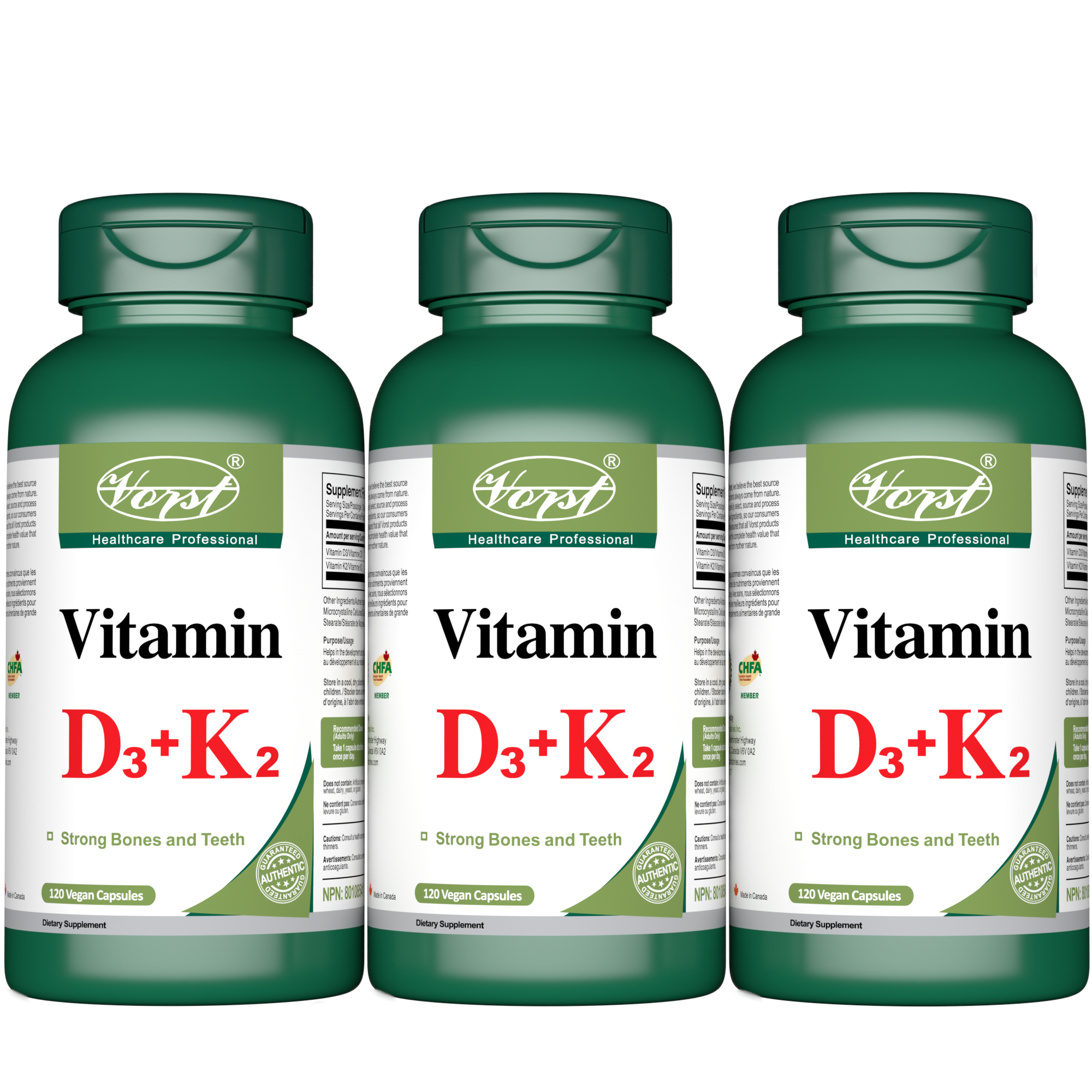Vitamin D3 1000IU + Vitamin K2 120mcg 120 Vegan Capsules