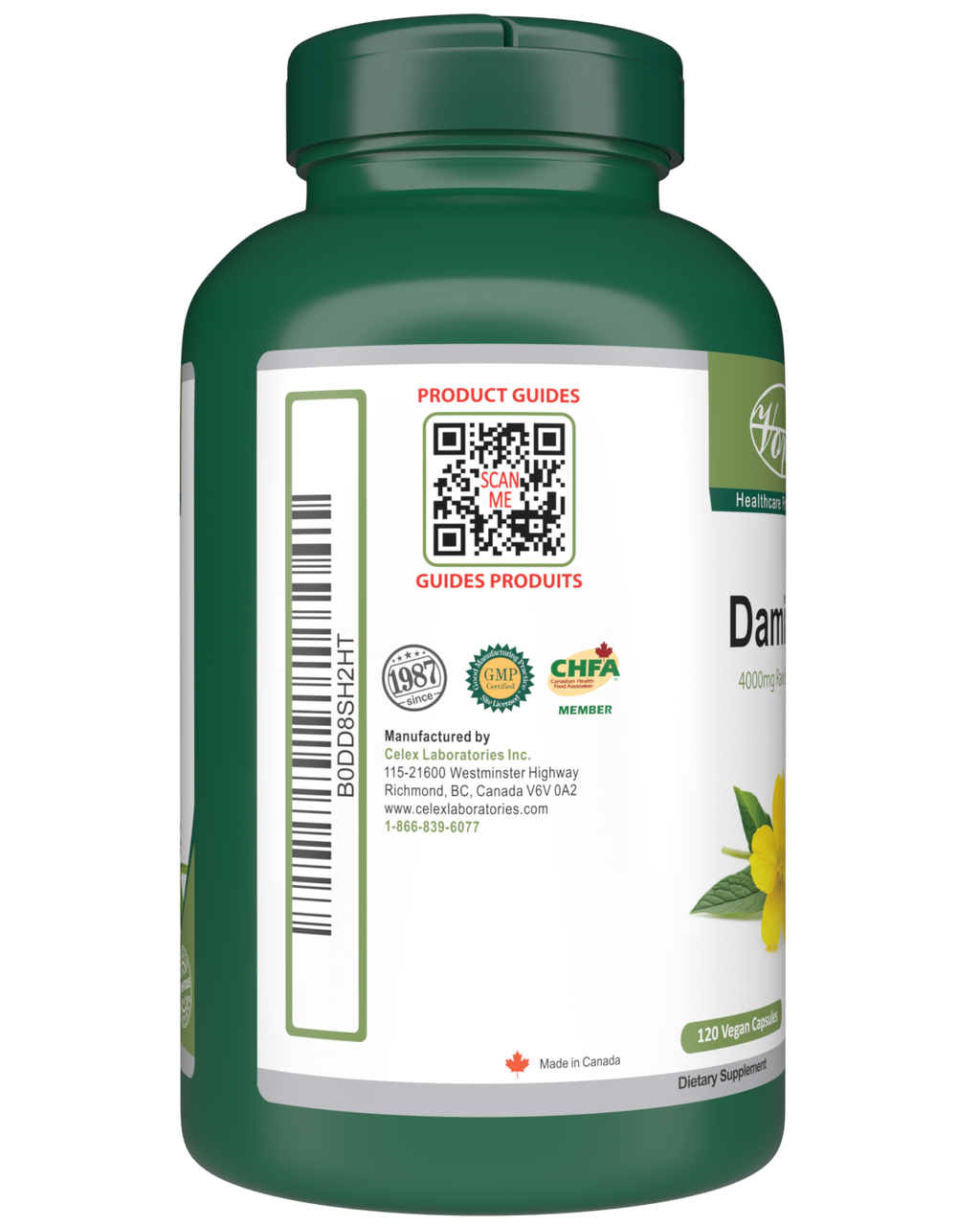 Damiana 120 Vegan Capsules | Helps Relieve Restlessness and Nervousness