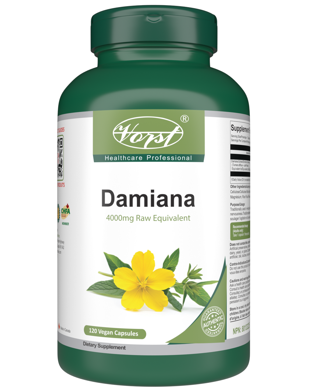 Damiana 120 Vegan Capsules | Helps Relieve Restlessness and Nervousness
