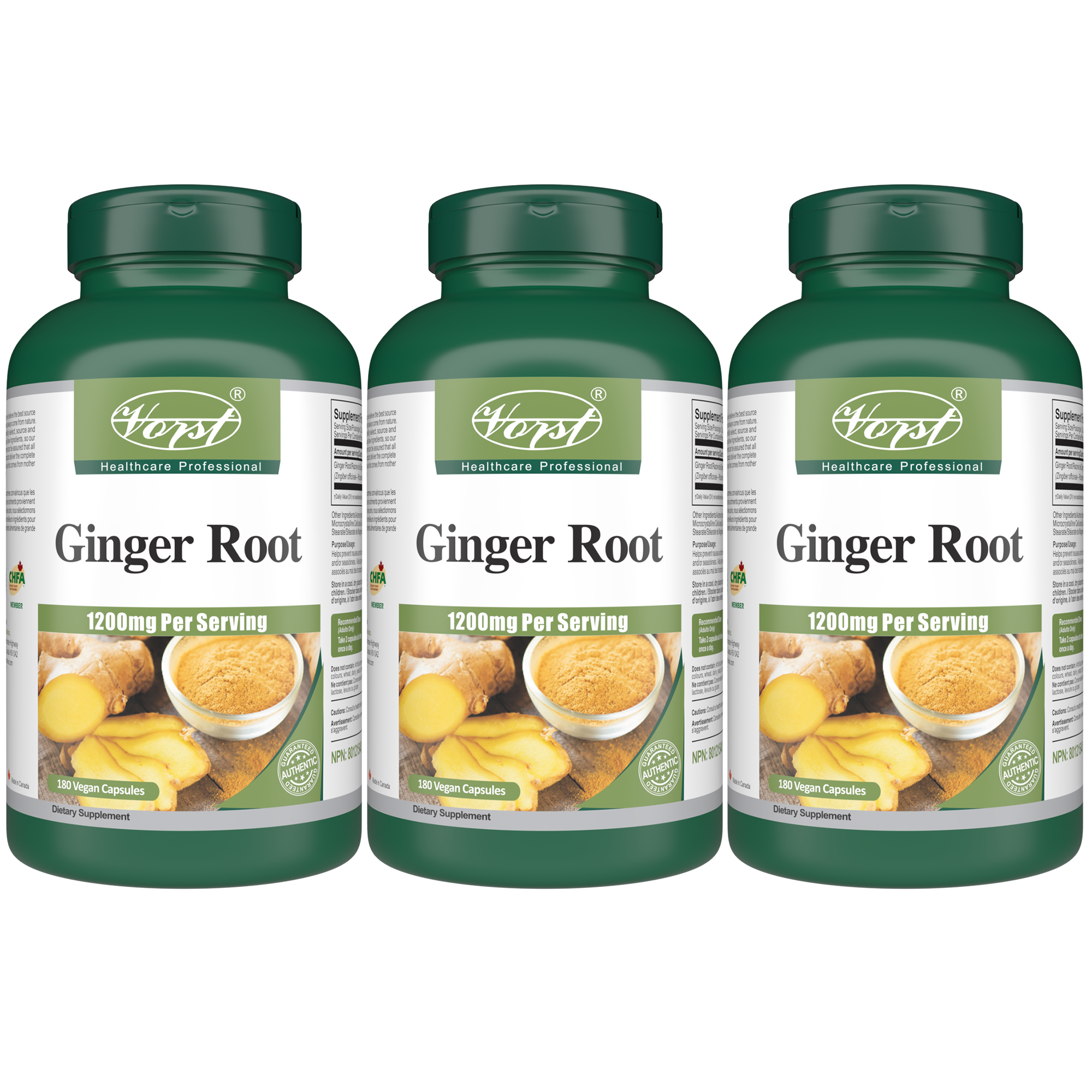 Ginger Root 1200mg Per Serving 180 Vegan Capsules