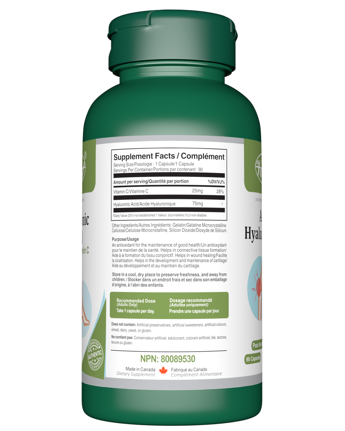 Hyaluronic Acid or Joints 90 capsules Table