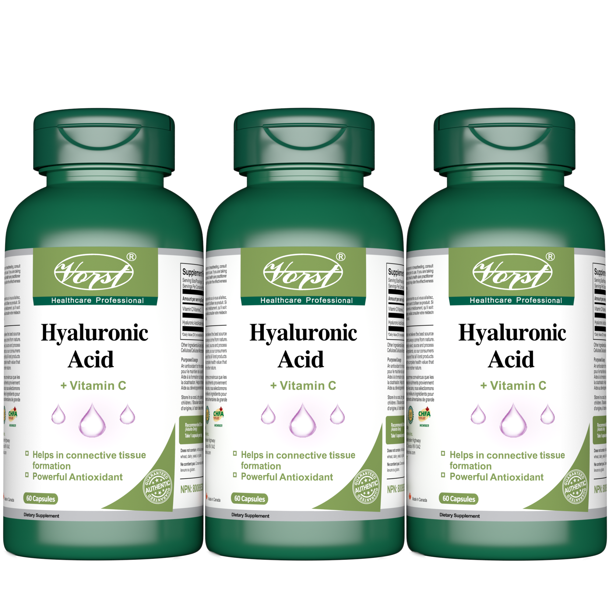 Hyaluronic Acid 75mg with Vitamin C 60 Capsules