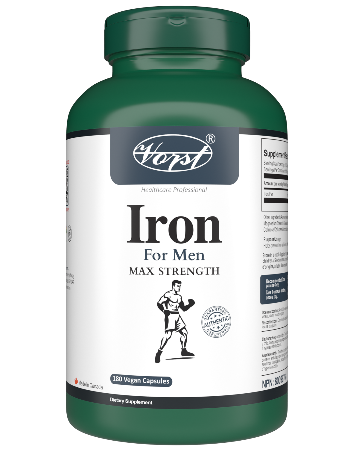 Iron Supplement for Men 180 Vegan Capsules
