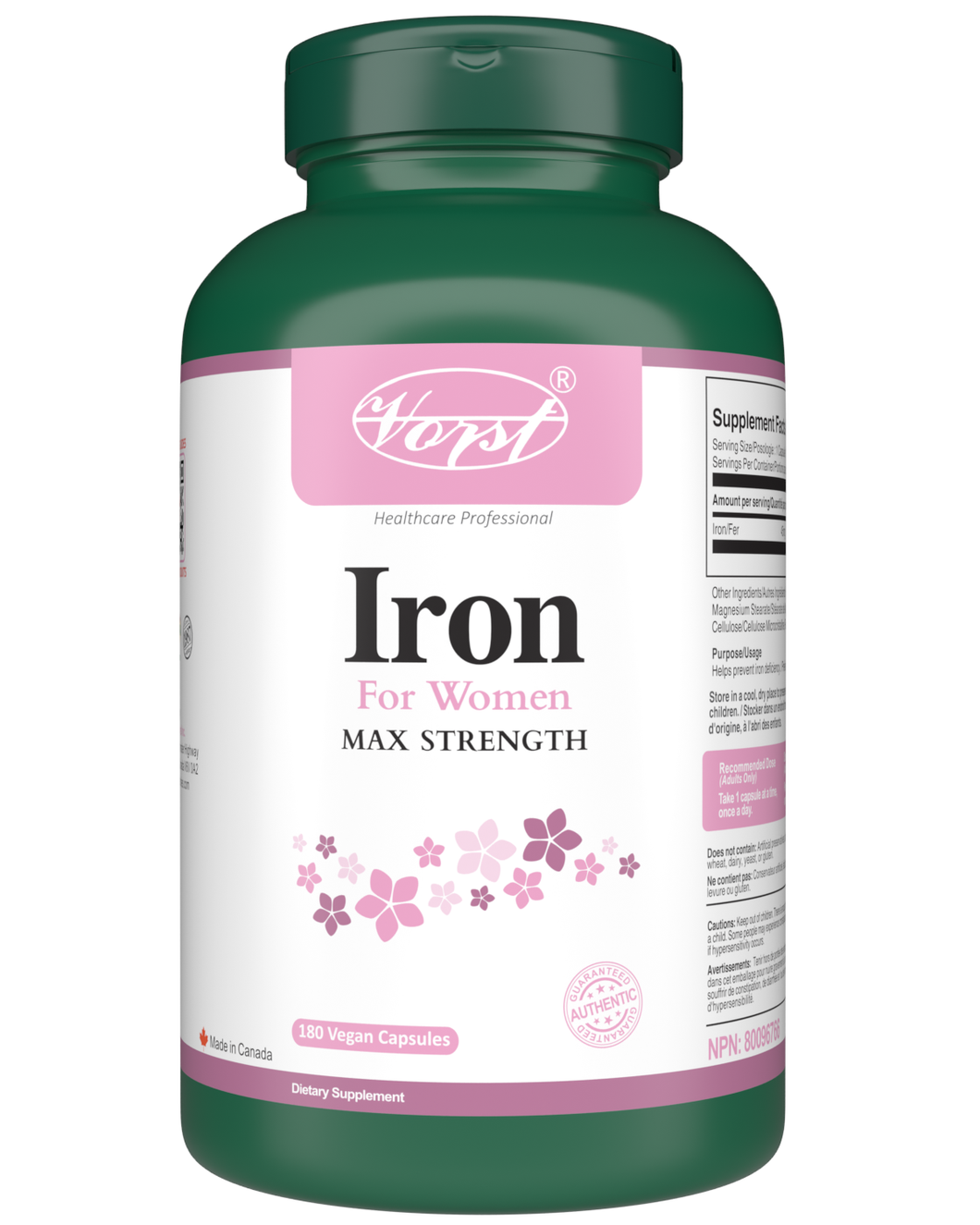 Iron Supplement for Women 180 Vegan Capsules