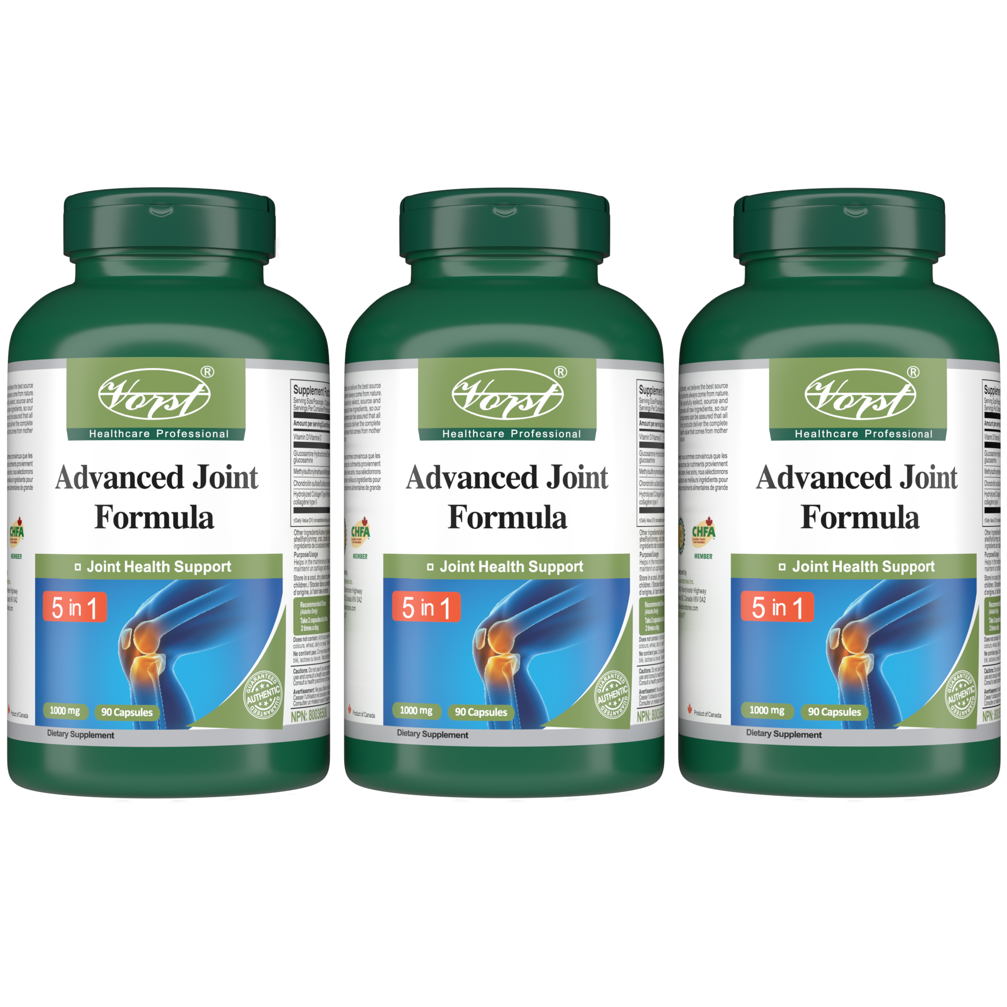 Advanced Joint Formula - Glucosamine Chondroitin MSM Collagen Vitamin D3 1000mg 90 Capsules