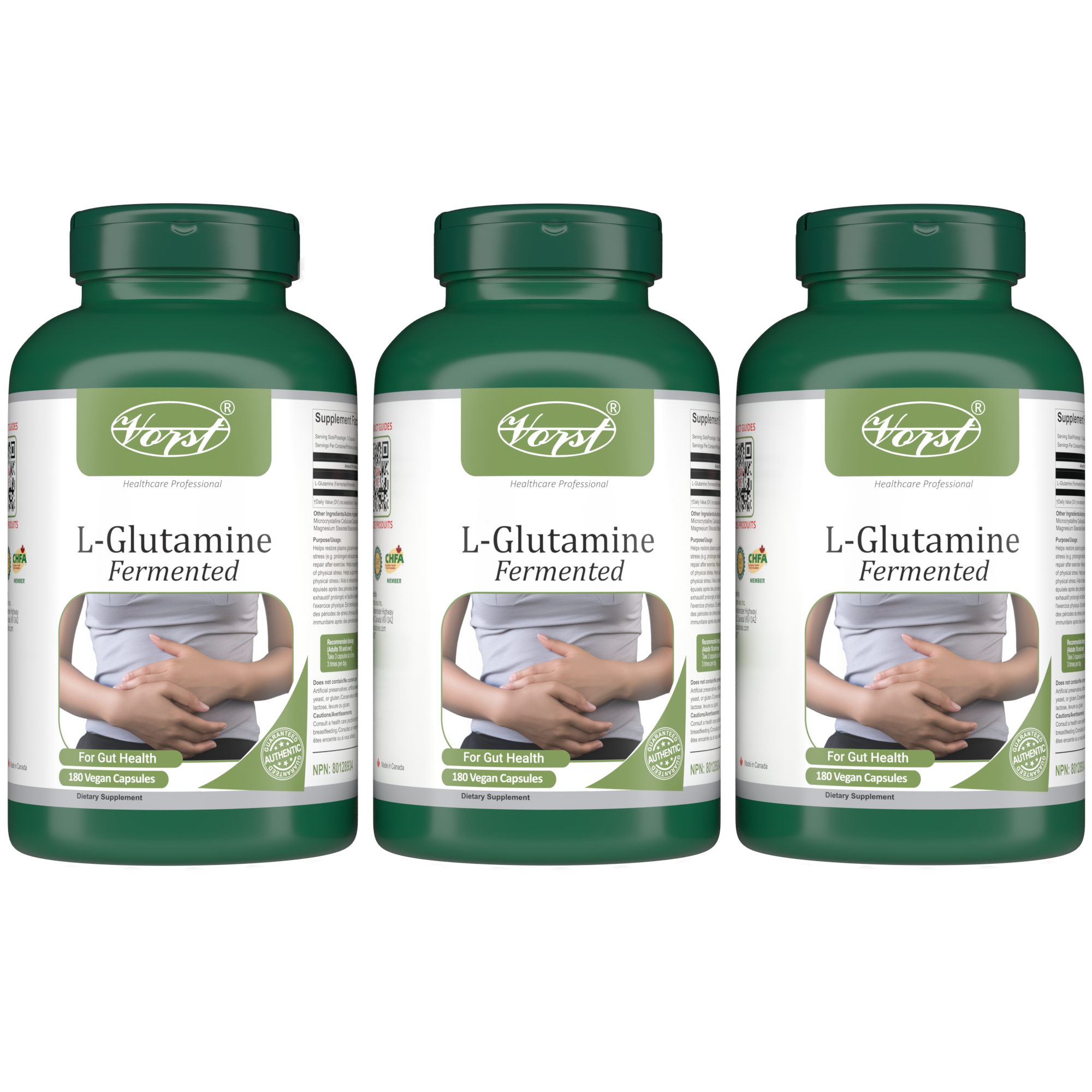 L-Glutamine for Gut Health 1950mg Per Serving 180 Vegan Capsules