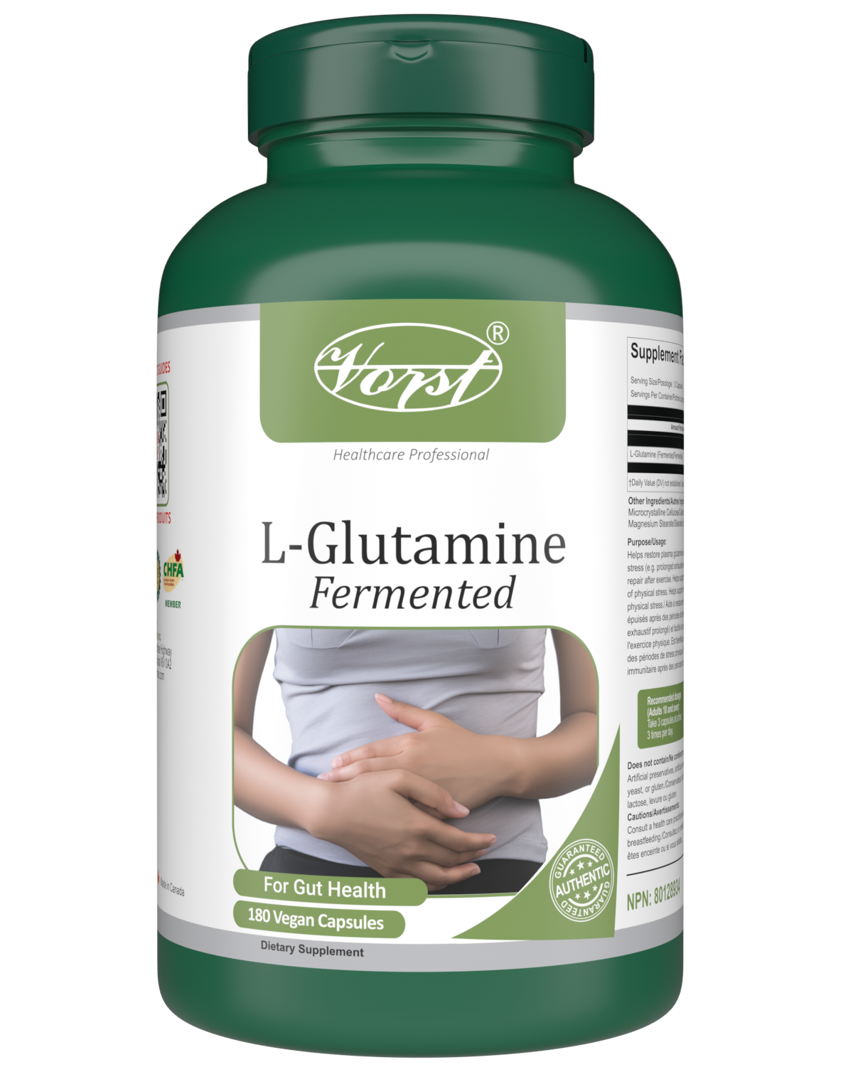 L-Glutamine for Gut Health 1950mg Per Serving 180 Vegan Capsules