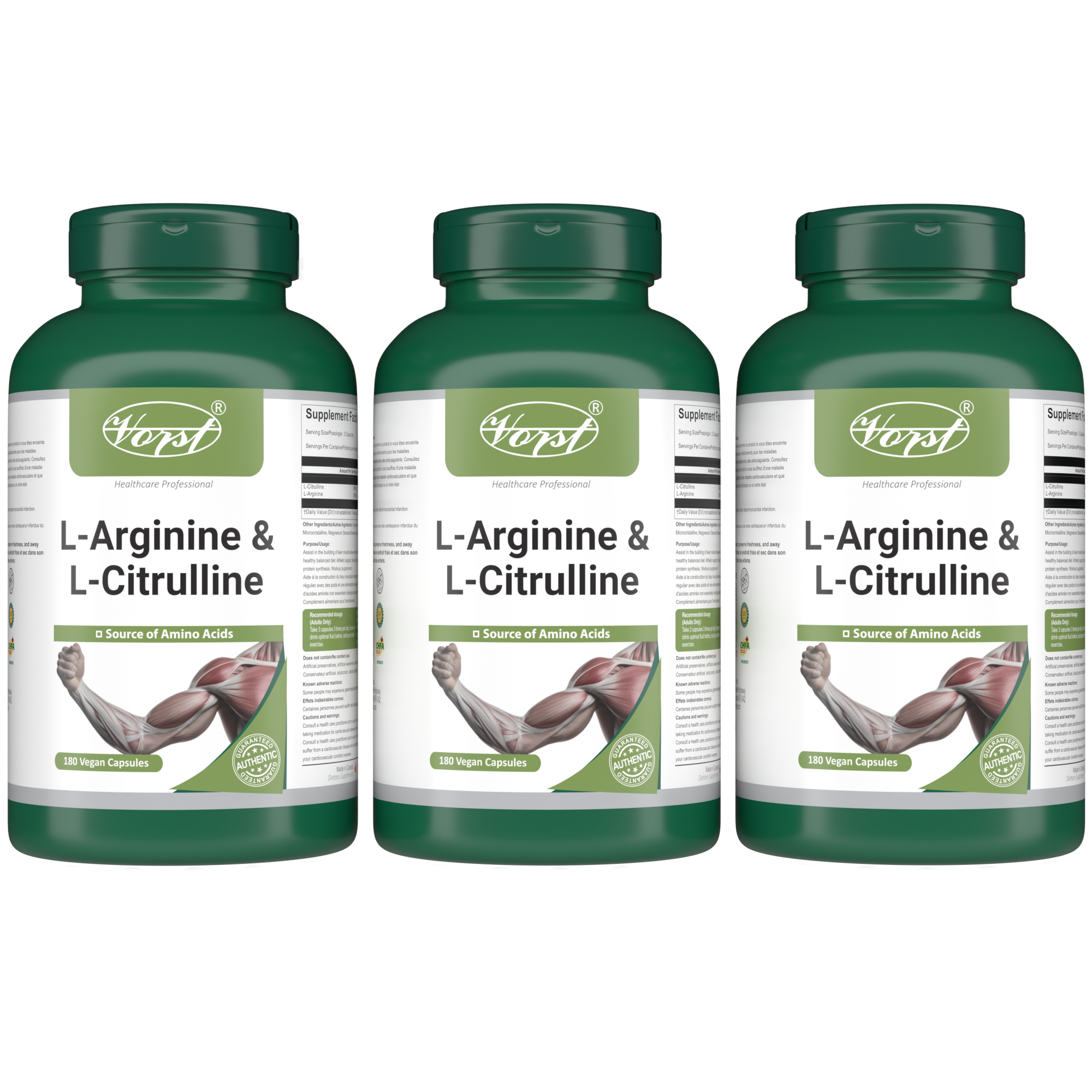 L-Arginine 900mg & L-Citrulline 900mg 180 Vegan Capsules
