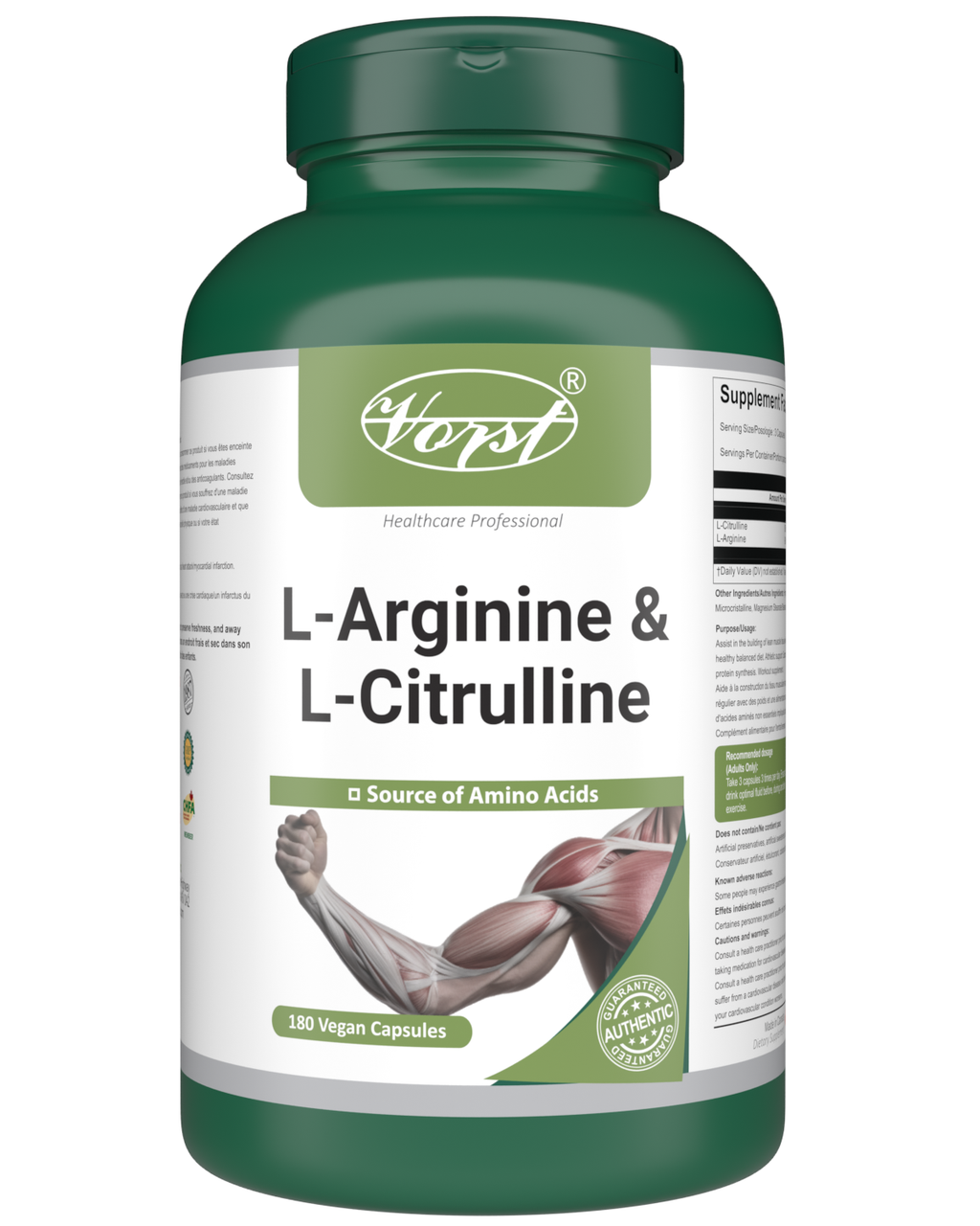L-Arginine 900mg & L-Citrulline 900mg 180 Vegan Capsules