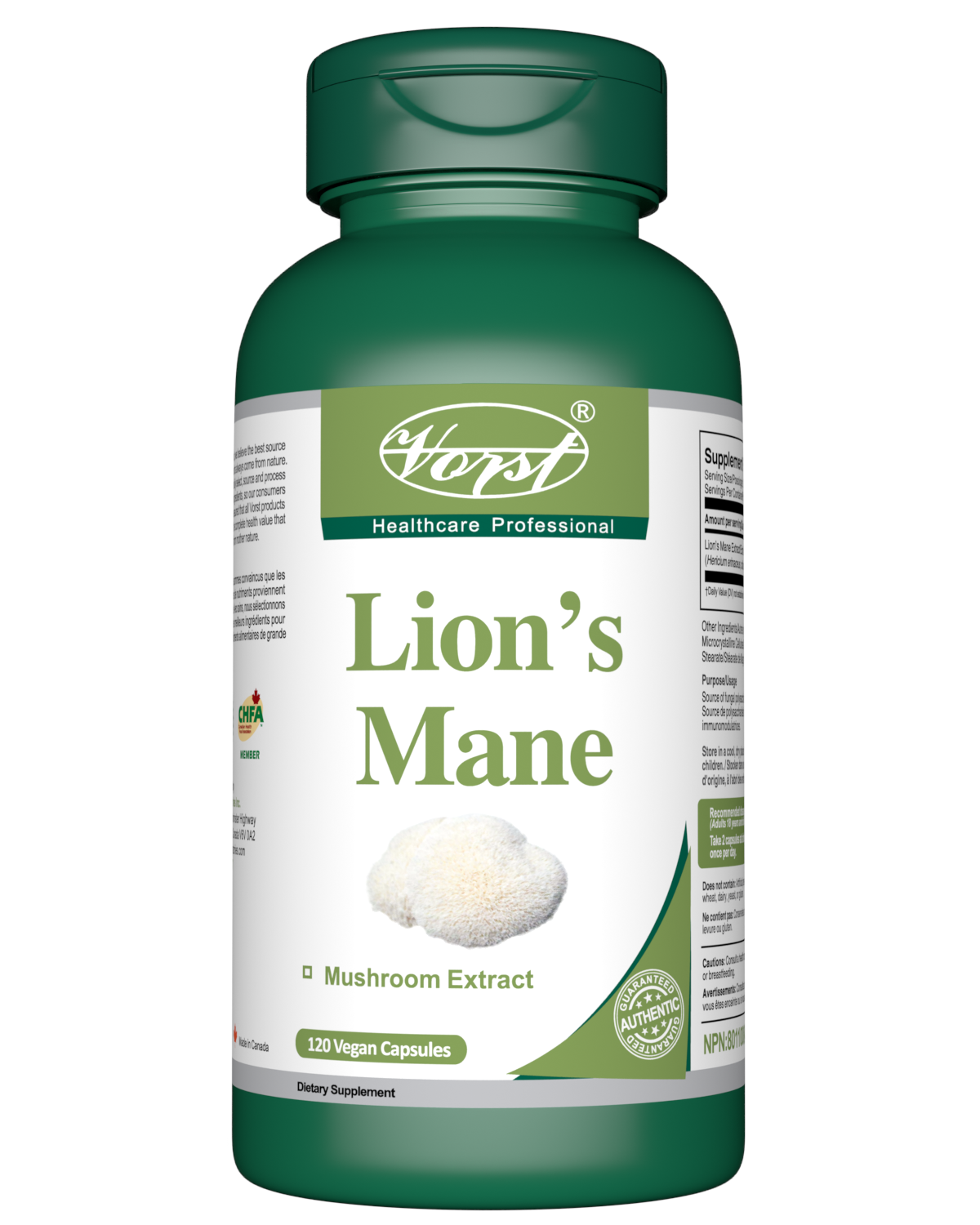 Lion's Mane 1000mg Per Serving (500mg Per Capsule) 120 Vegan Capsules