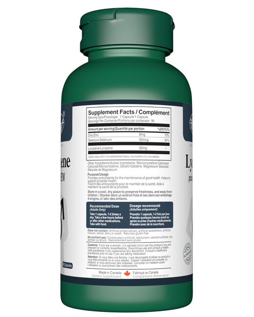 Lycopene for Men 90 Capsules SUpplement facts
