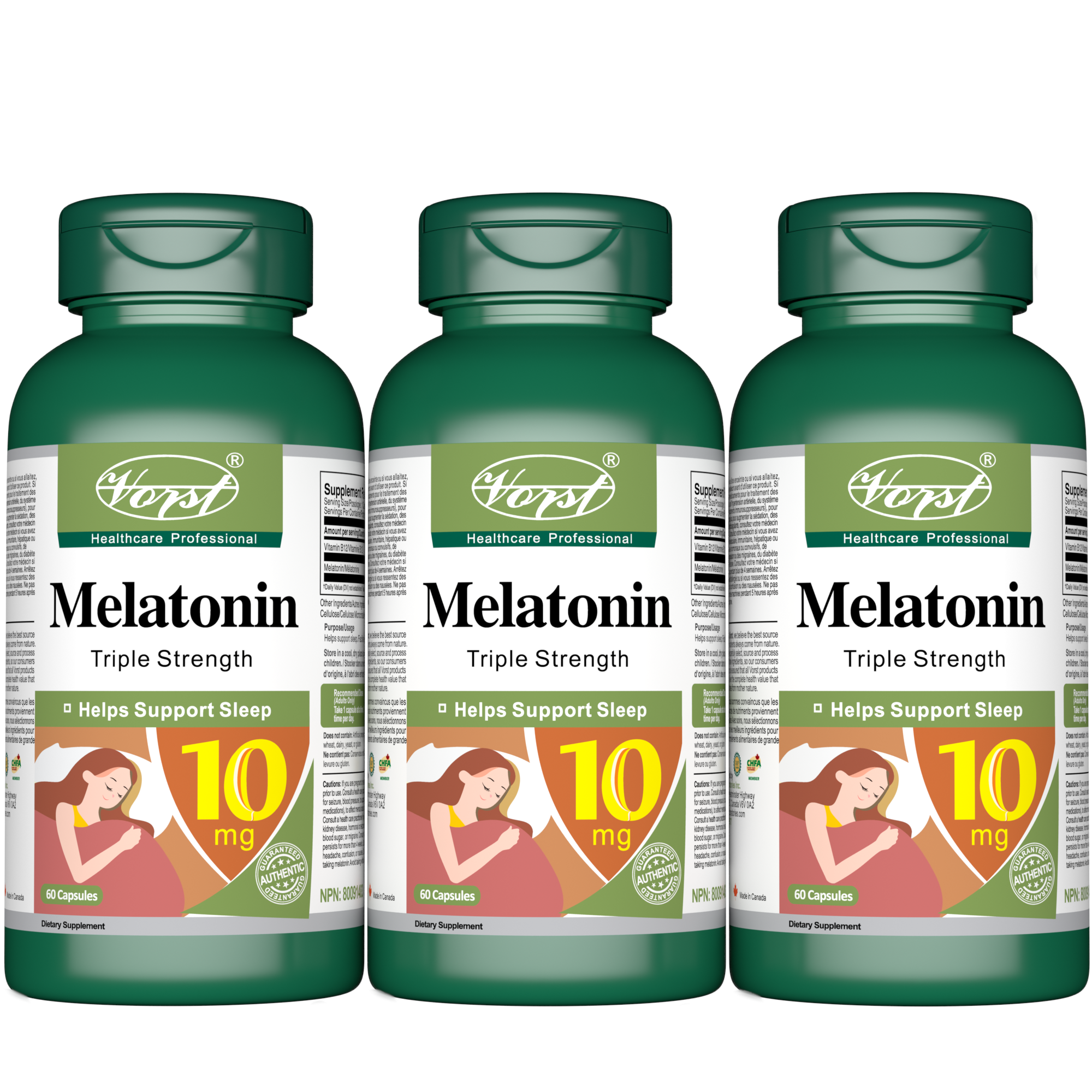 Melatonin 10mg with Vitamin B12  60 Capsules