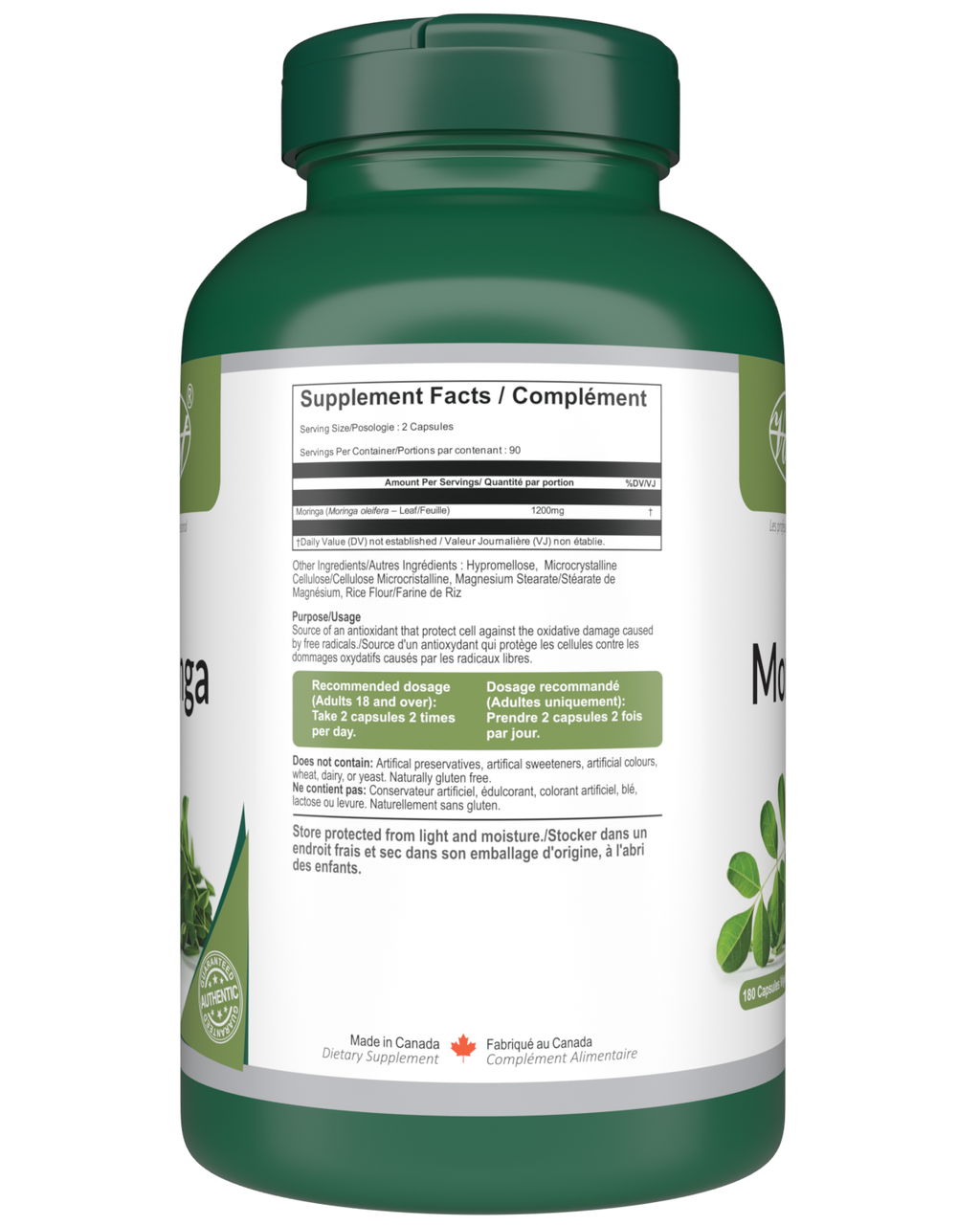 Moringa | 180 Vegan Capsules | Source of Antioxidants