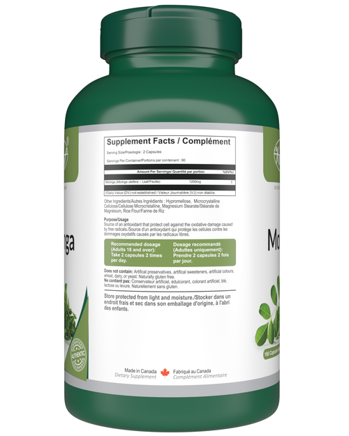 Moringa | 180 Vegan Capsules | Source of Antioxidants