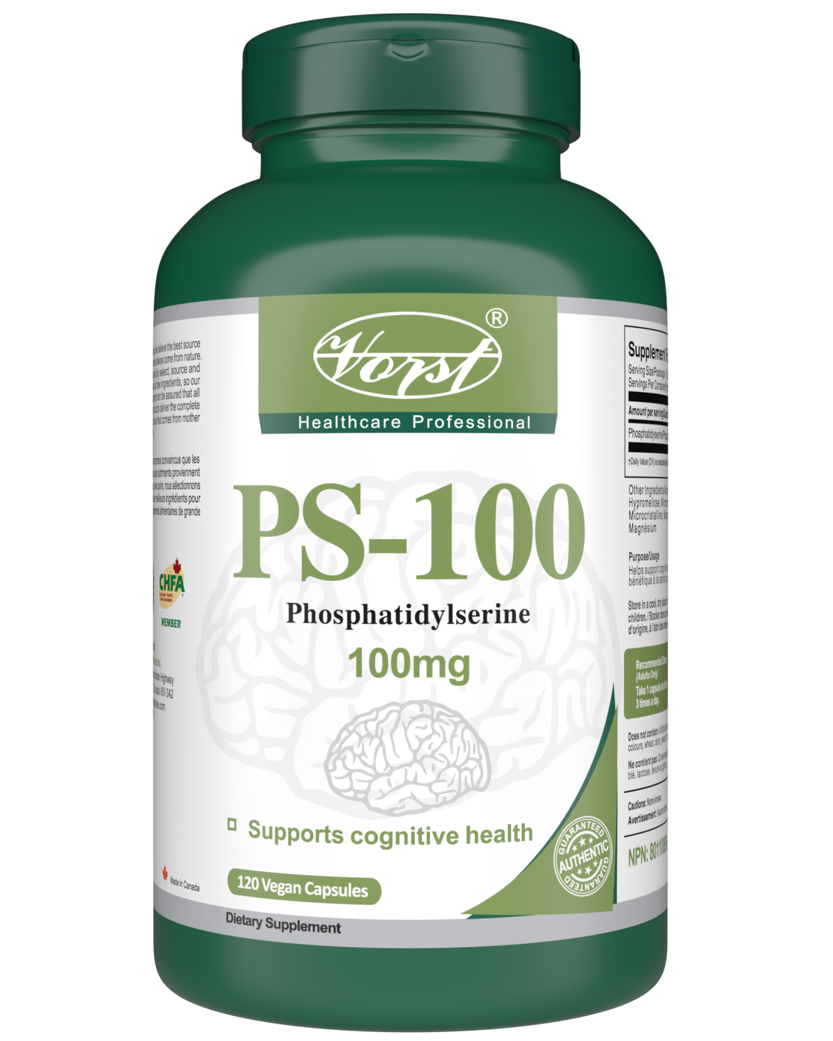 Phosphatidylserine 100mg 120 Vegan Capsules (PS-100)