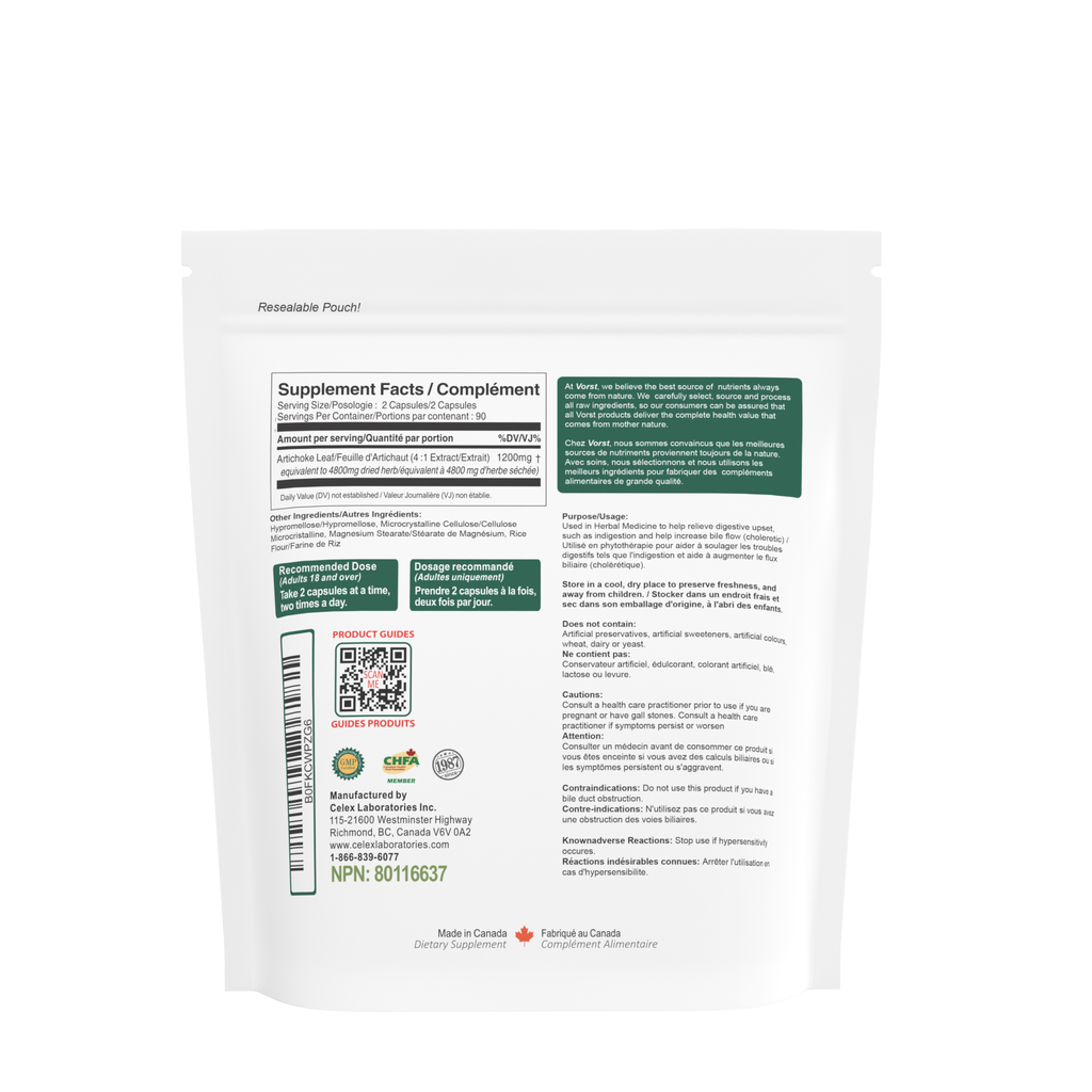 Artichoke Extract 180 Vegan Capsules (Pouch)