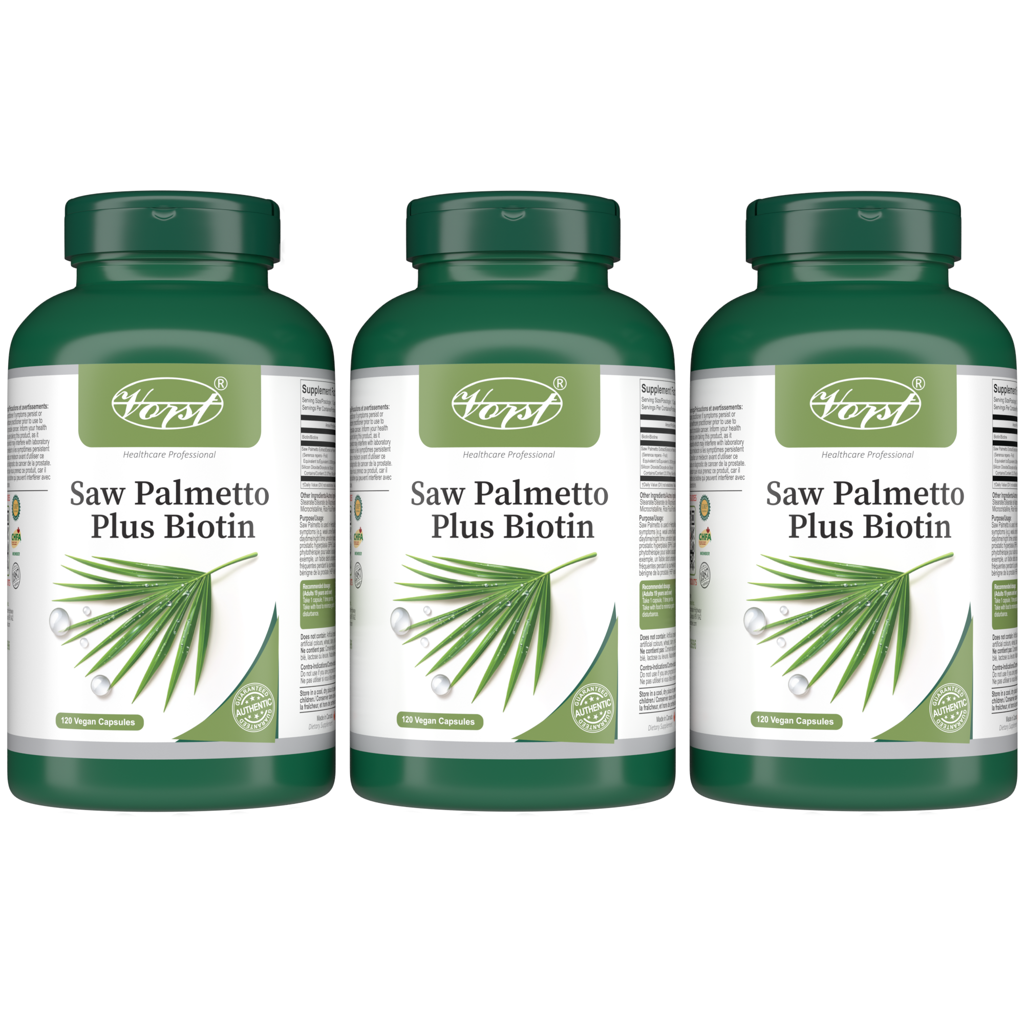 VORST Saw Palmetto Plus Biotin 120 Vegan Capsules