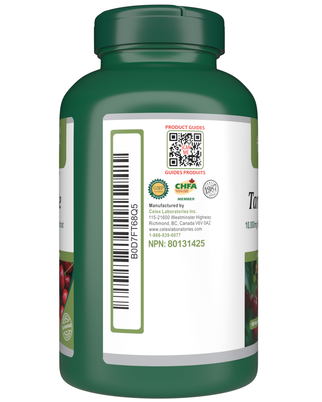 Tart Cherry 10,000mg Raw Equivalent Per Serving | 180 Vegan Capsules