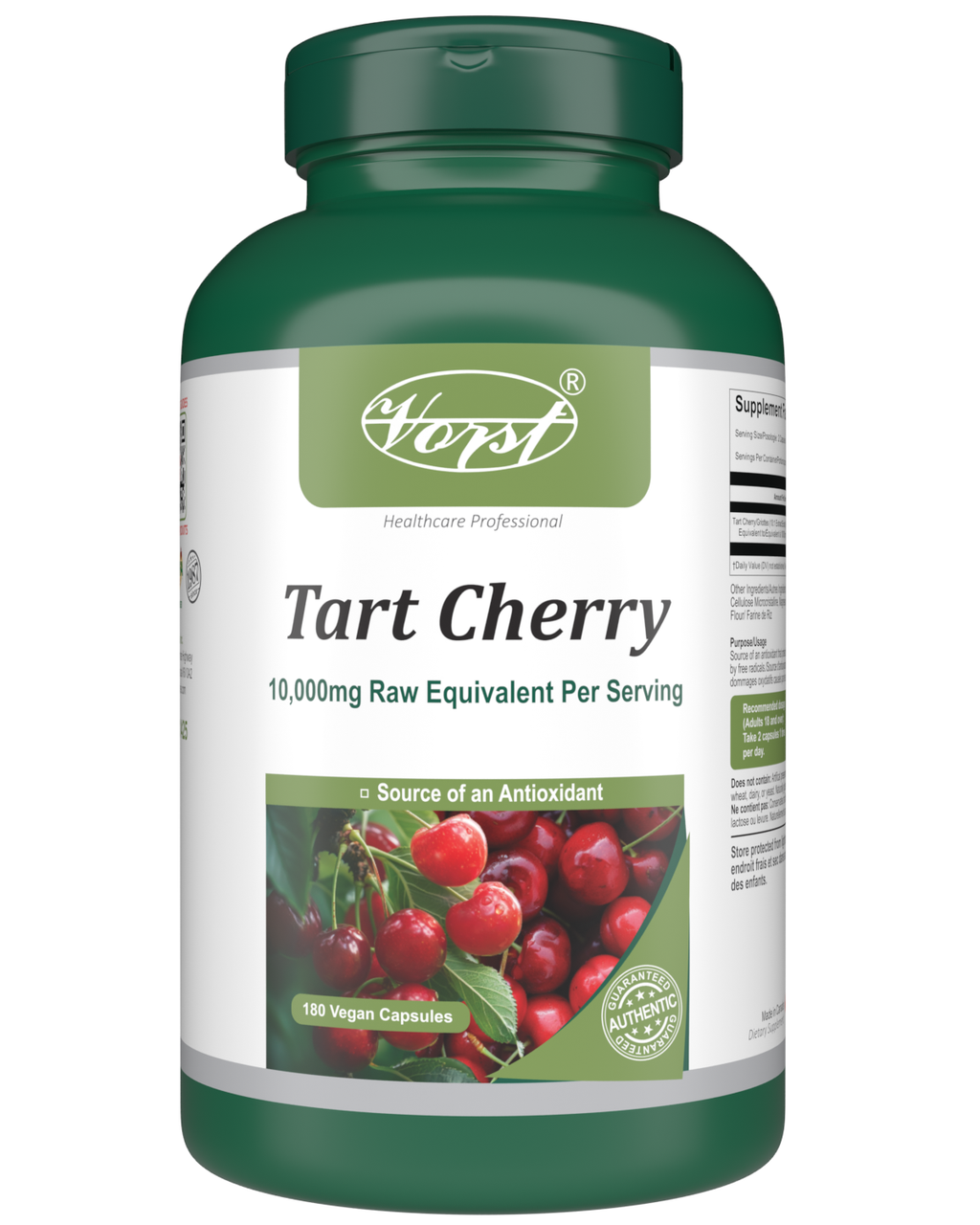 Tart Cherry 10,000mg Raw Equivalent Per Serving | 180 Vegan Capsules