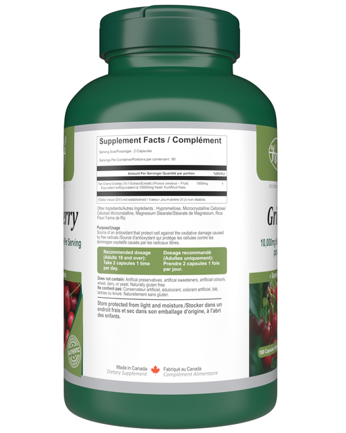 Tart Cherry 10,000mg Raw Equivalent Per Serving | 180 Vegan Capsules