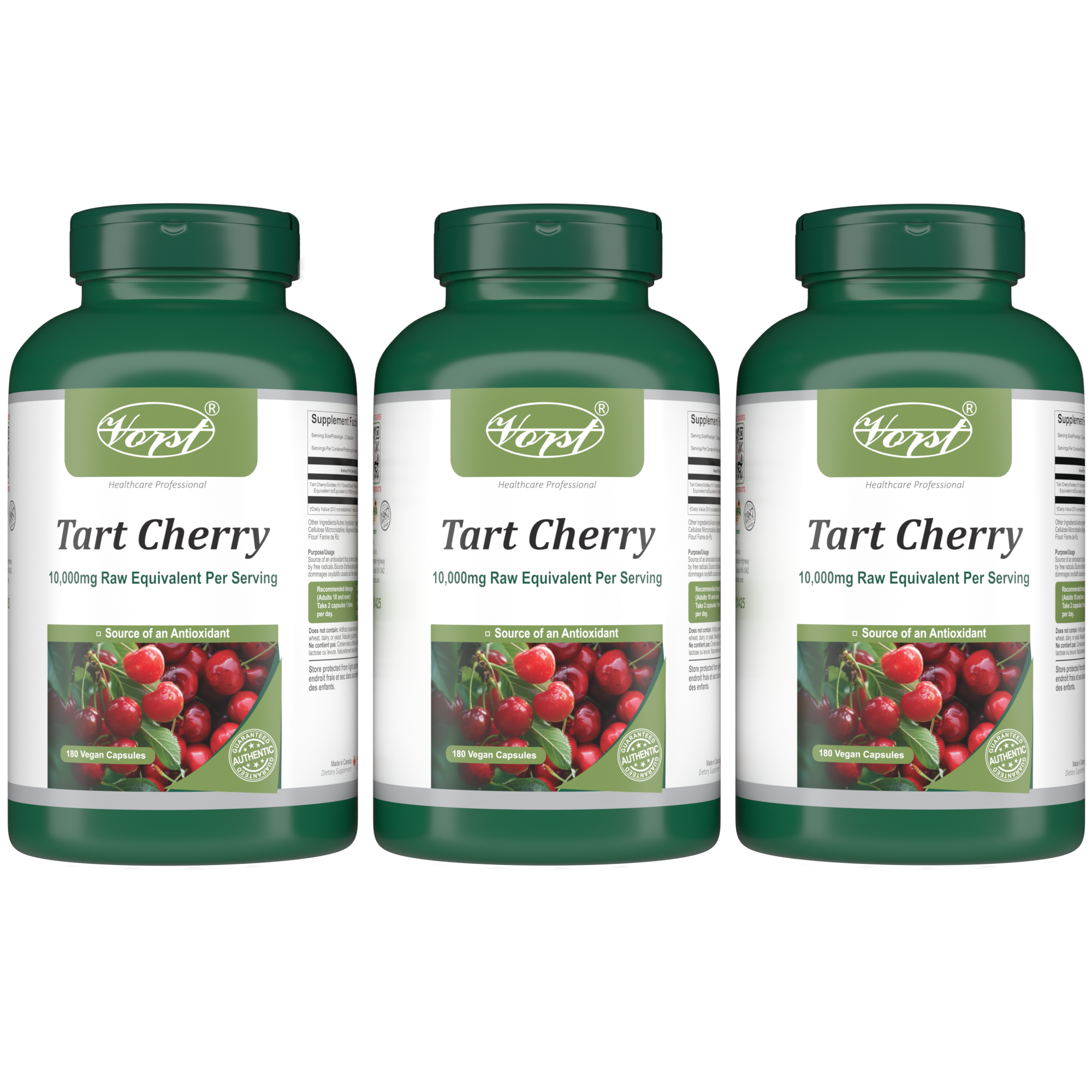Tart Cherry 10,000mg Raw Equivalent Per Serving | 180 Vegan Capsules