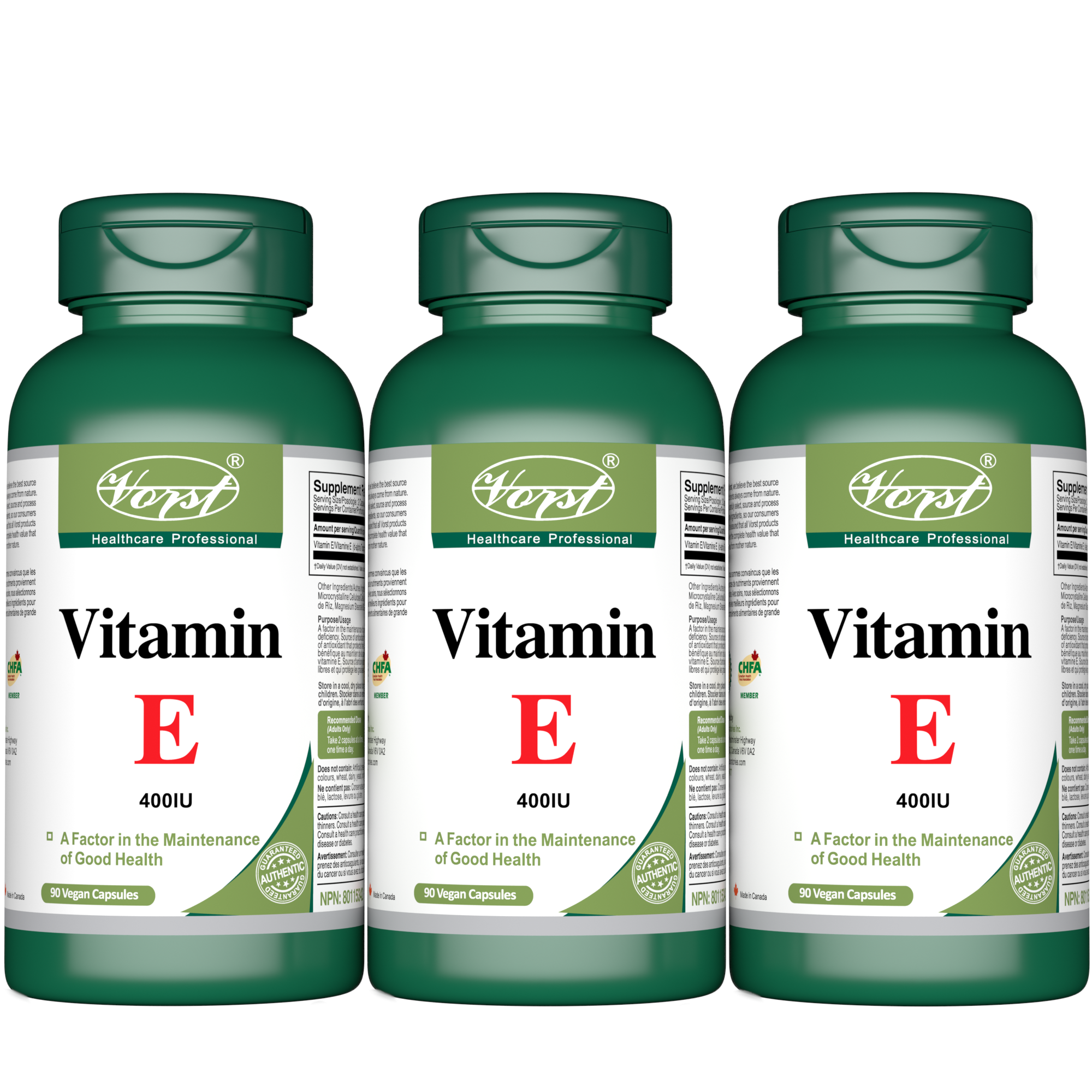Vitamin E 400IU 90 Vegan Capsules Without Gelatin