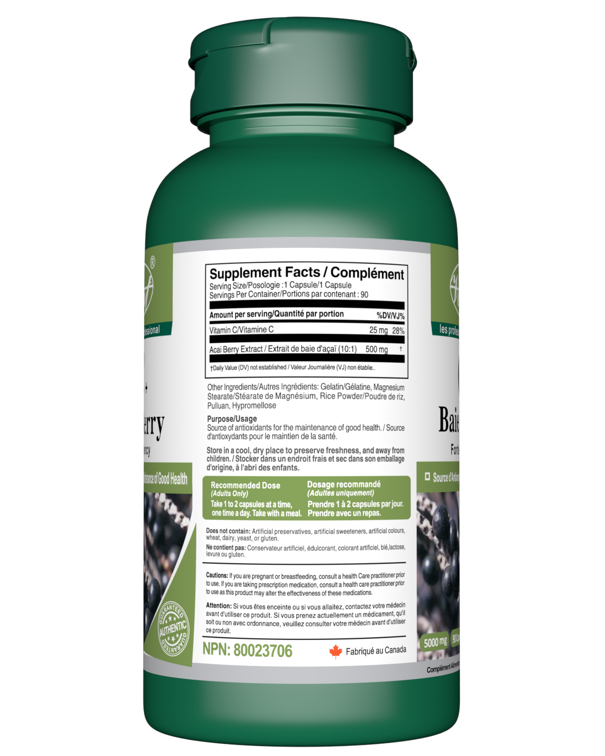 Acai Berry Capsules for Weight Loss 5000 Mg Supplement Facts Table