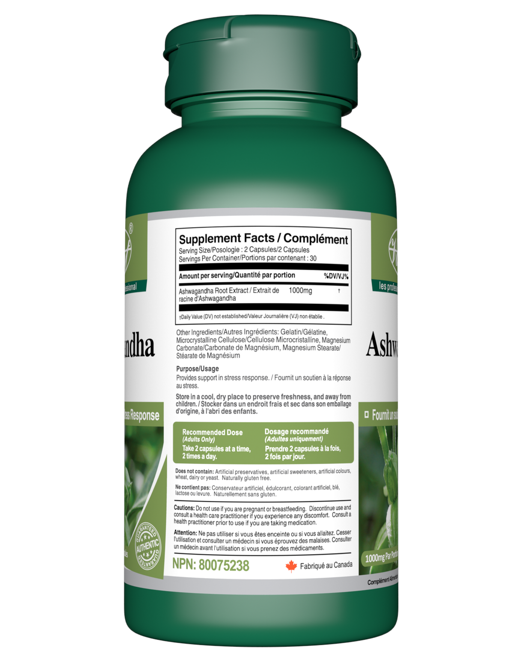 Ashwagandha Root Extract Supplement Facts Table