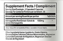 Load image into Gallery viewer, Ashwagandha 500mg 60 Capsules - Vorst Supplements and Vitamins - Supplement Facts