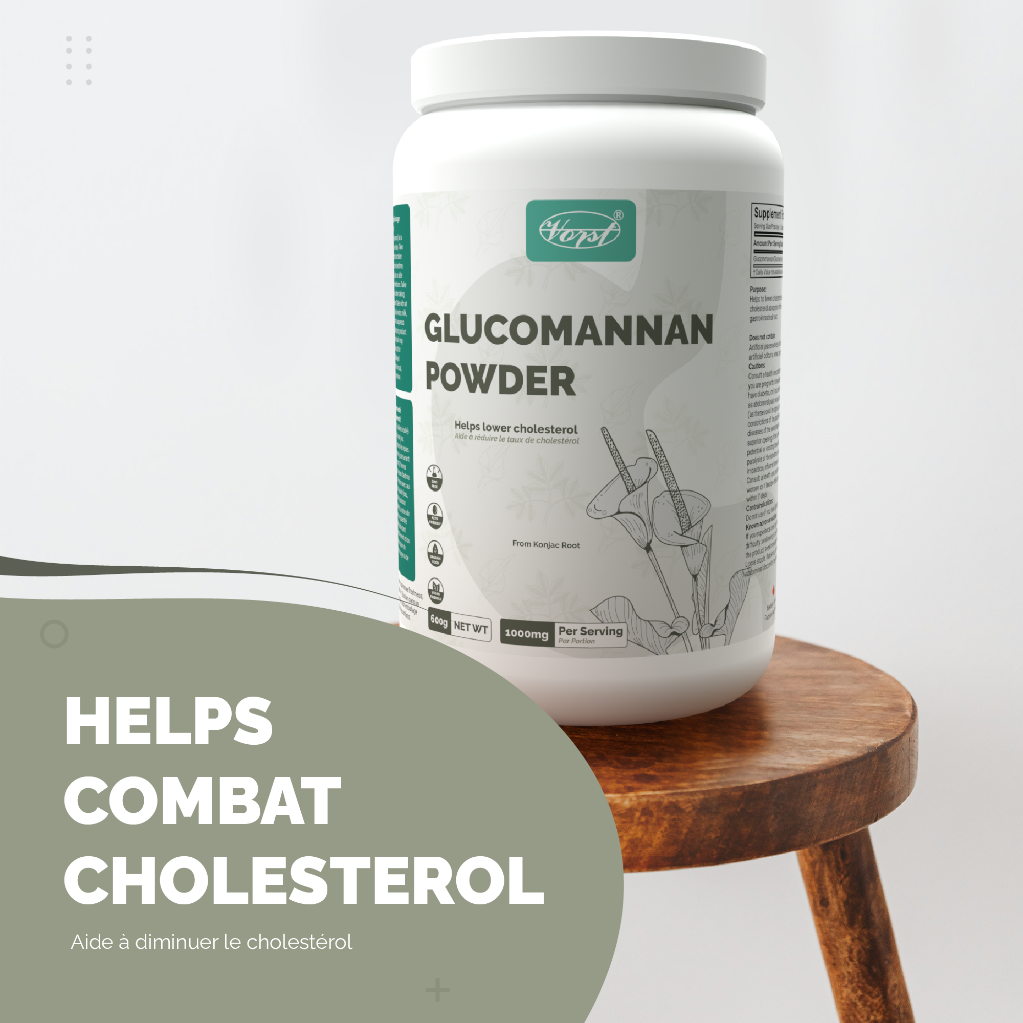 Glucomannan Konjac Powder 1000mg Per Serving 600G